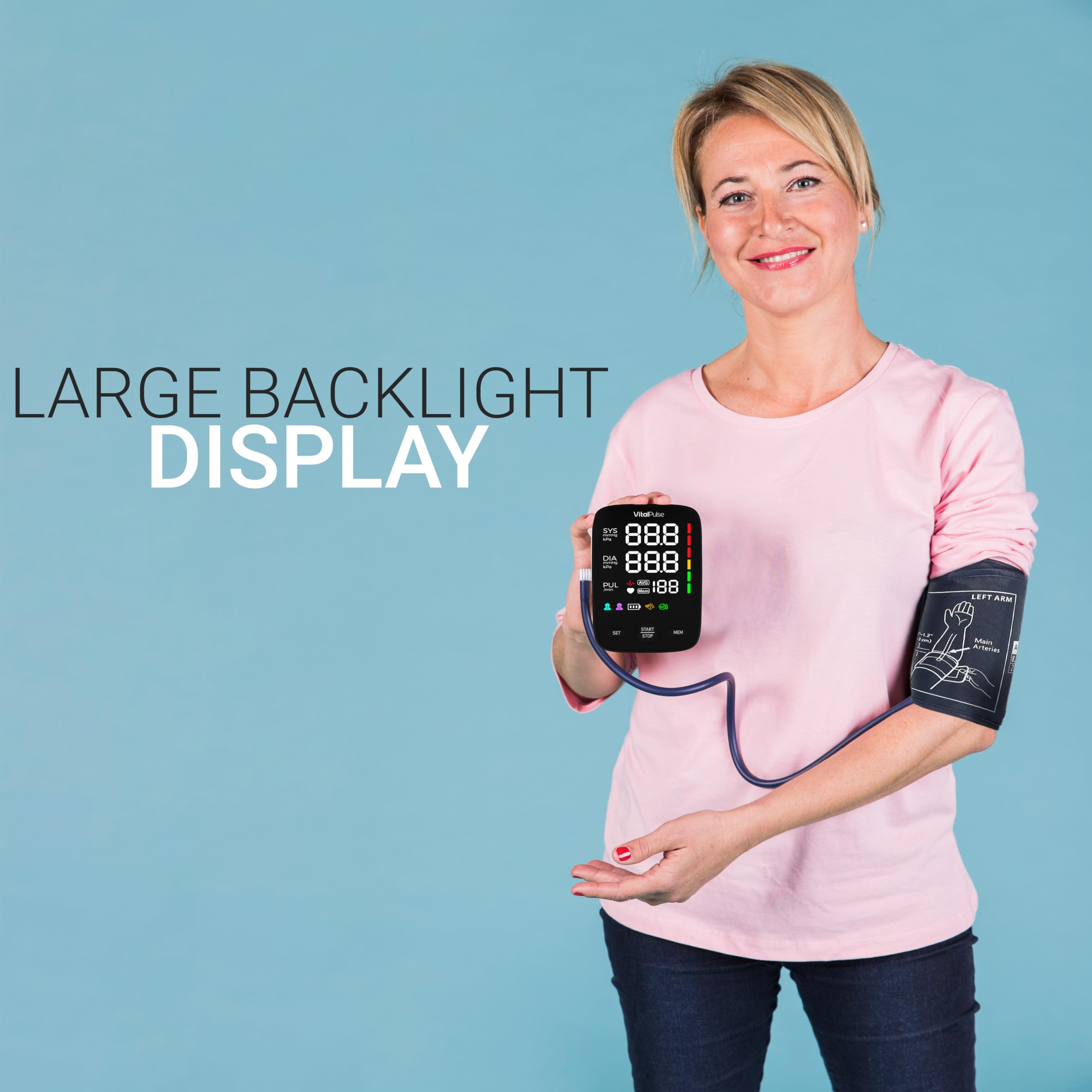 Digital Blood Pressure Monitor with 2 Cuff Sizes (8.7”-16.5” & 13”-21”) - Automatic Upper Arm BP Machine with Large LED Display & 240 Memory Storage - Perfect for Home Use, Health Tracking & Doctor Visits