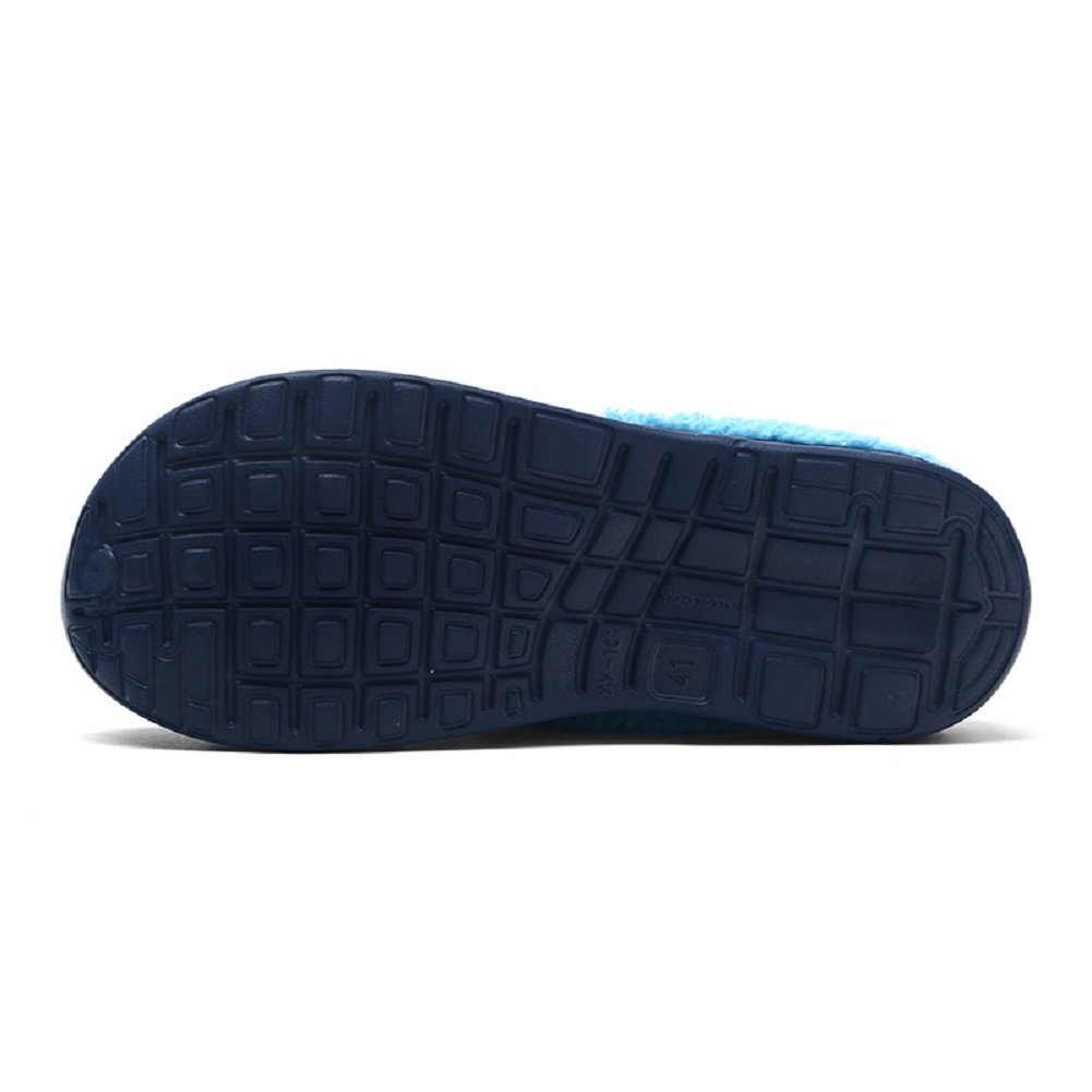 QISHENG Men's & Women's Fur-Lined Mules Clogs - Slip-On Garden Shoes, Warm Winter Slippers with Soft Fleece Lining - Comfortable Slides for Indoor/Outdoor Use - Perfect for Home, Yard, and Relaxation (Blue)