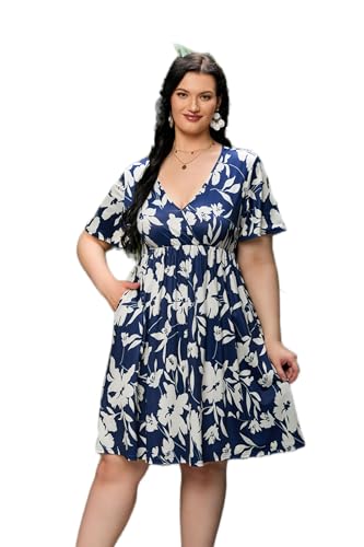 Navy Blue Big Flower*kj