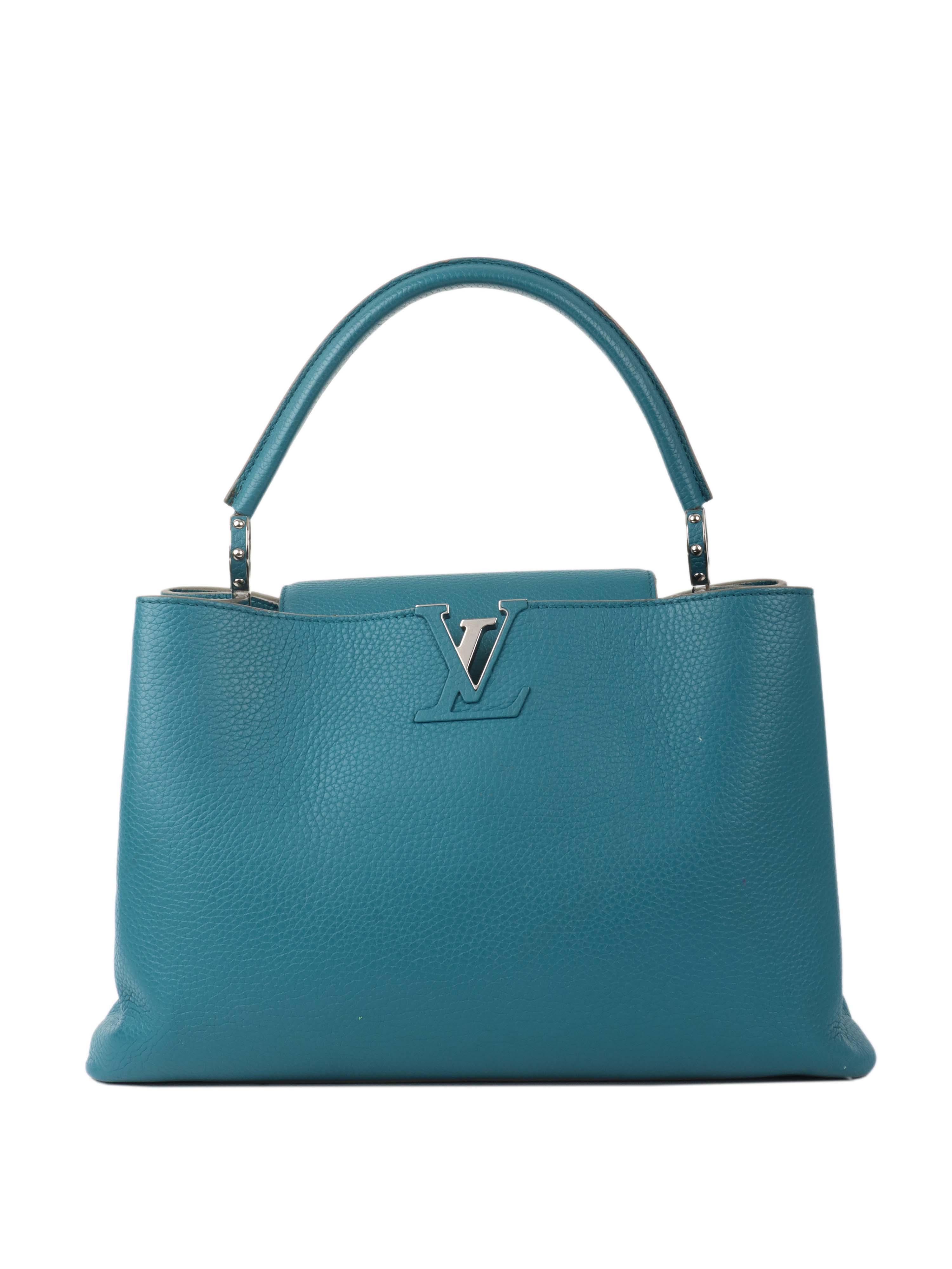 Authentic Louis Vuitton Capucines MM Handbag in Light Blue | Luxury Leather Shoulder Bag for Women | Perfect for Work, Evening Events & Travel Accessories