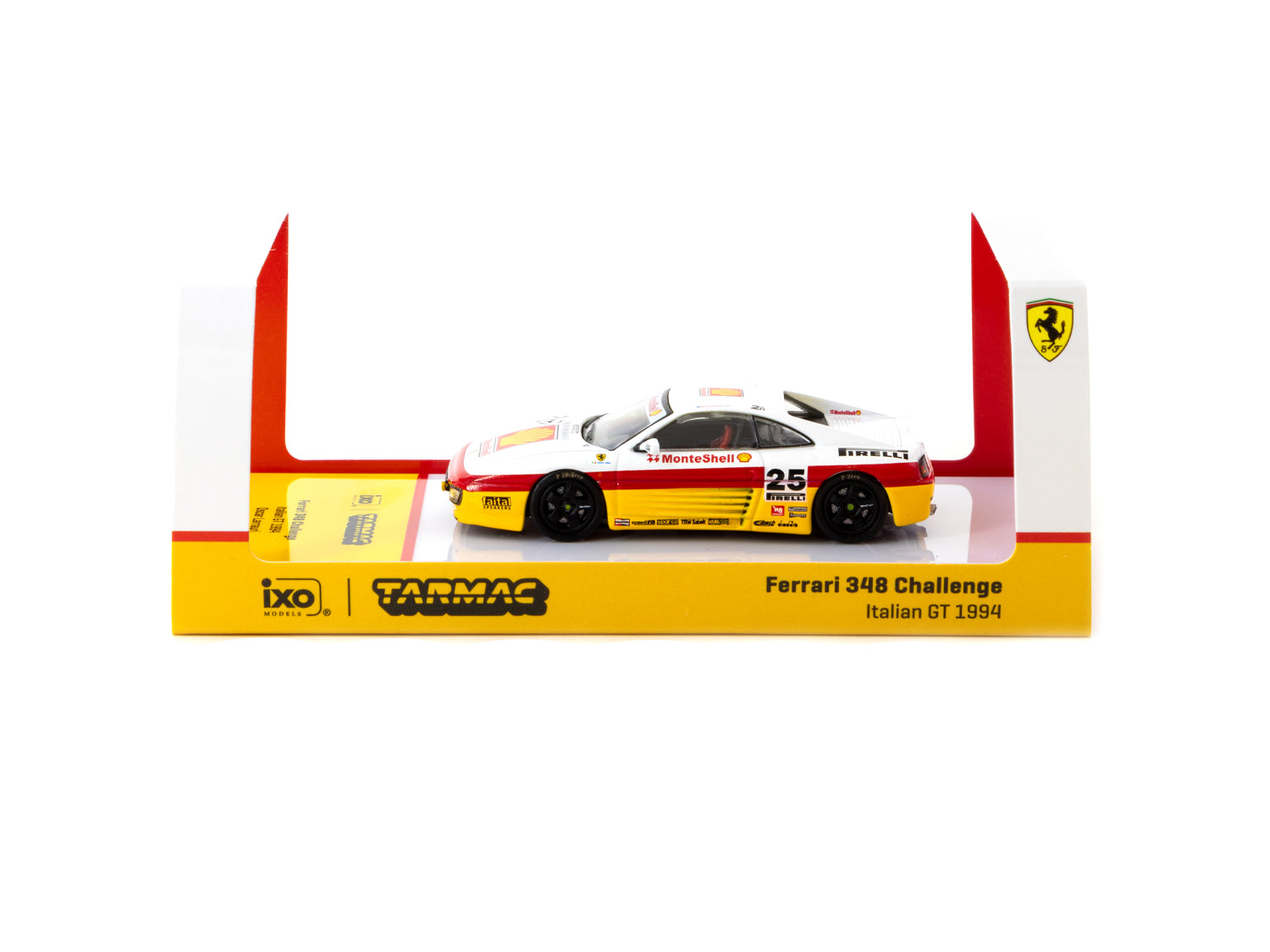 Tarmac Works X iXO Models 1/64 Scale Ferrari 348 Challenge Italian GT 1994 #25 Diecast Car - Collectible Miniature Model for Racing Enthusiasts & Display Showcase