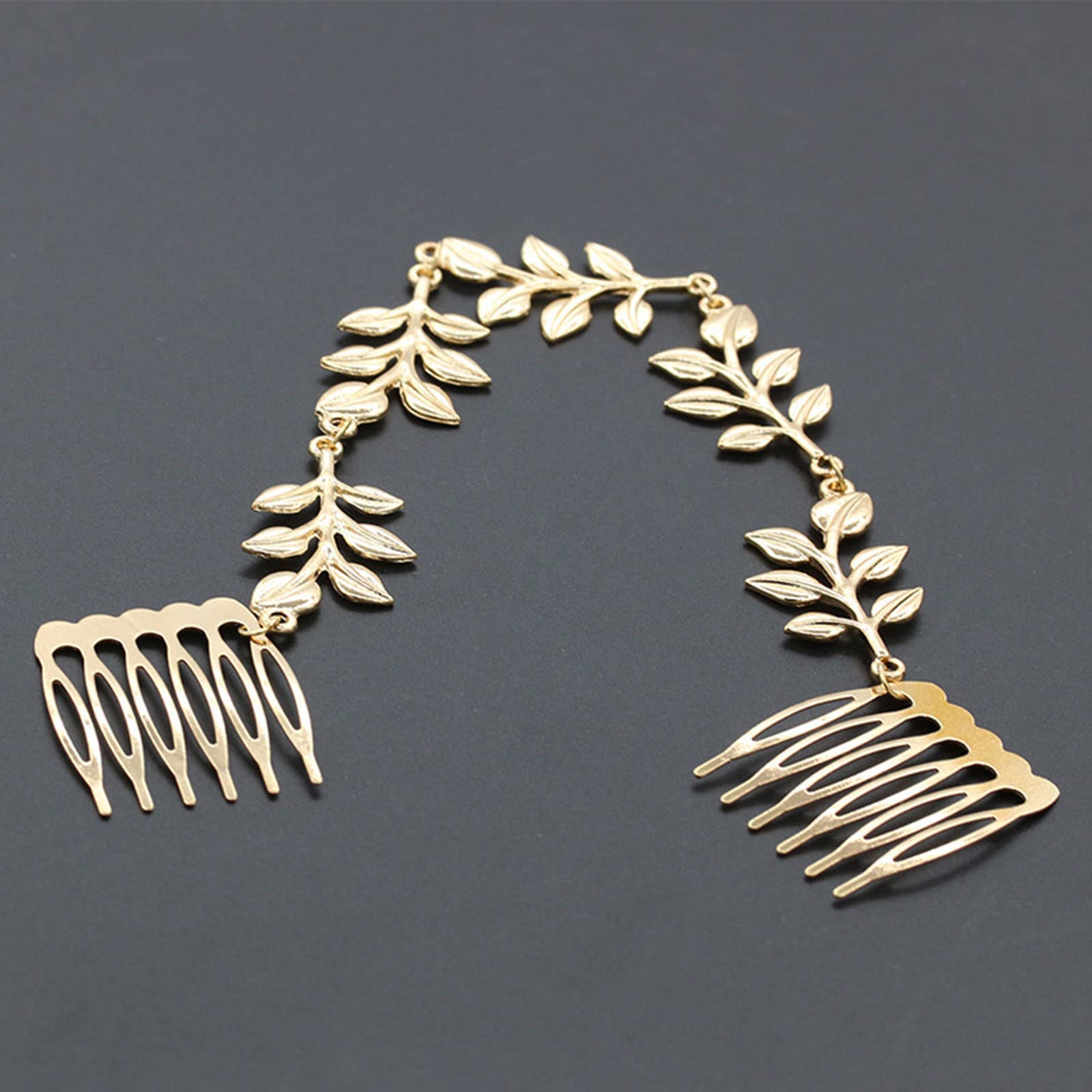 Elegant Gold Leaf Hair Comb & Barrettes - Alloy Chain Hair Clips for Women & Girls | Wedding, Party & Everyday Hair Accessories