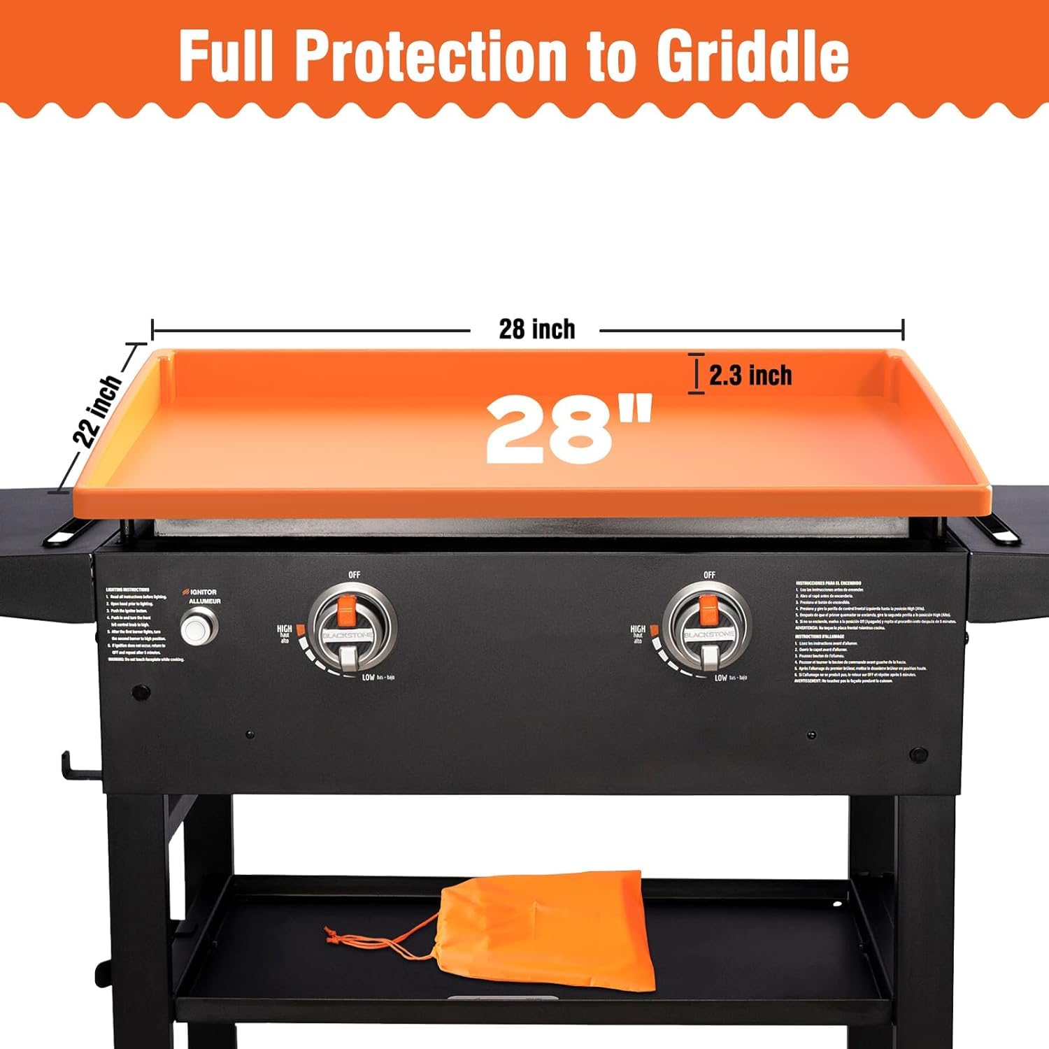 Heavy Duty Food Grade Silicone Griddle Cover - Upgraded Full Edge Grill Protector for Blackstone, Non-Slip BBQ Grill Mats & Floor Pads - Perfect for Outdoor Cooking, Camping, and Backyard Barbecues