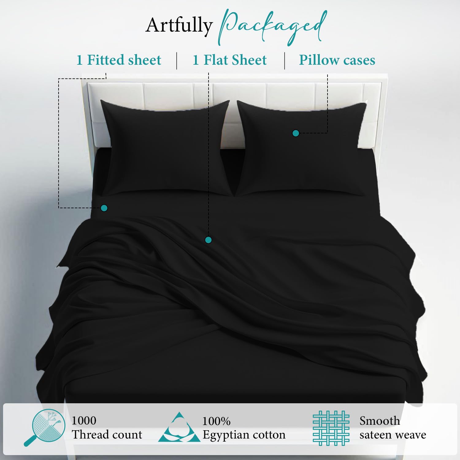 Bunny's Home 4-Piece Twin Sheet Set - Breathable Egyptian Cotton, 17