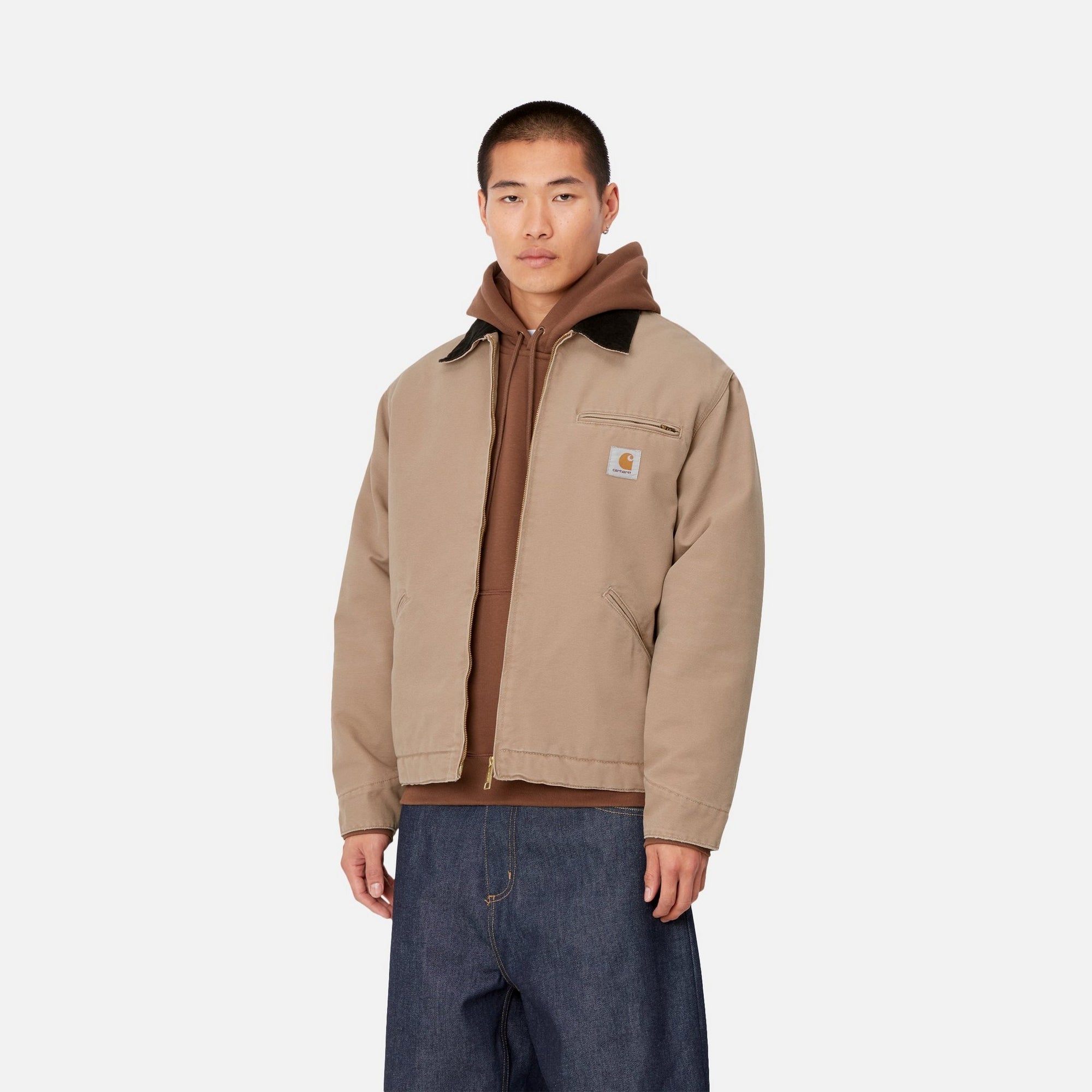 OG Detroit Jacket - Winter Workwear for Men | Peanut & Black Aged Canvas | Durable Outerwear for Construction, Motorcycle Riding & Outdoor Adventures