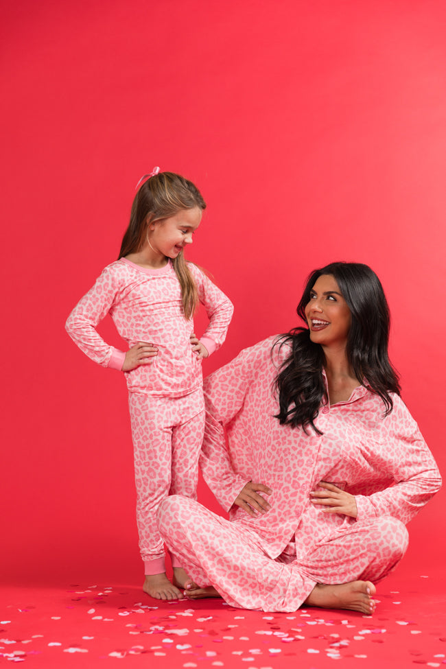 Kids' Sweet Dreams Pink Leopard Print Pajama Set - Soft & Cozy Sleepwear for Girls | Perfect for Bedtime, Sleepovers & Loungewear