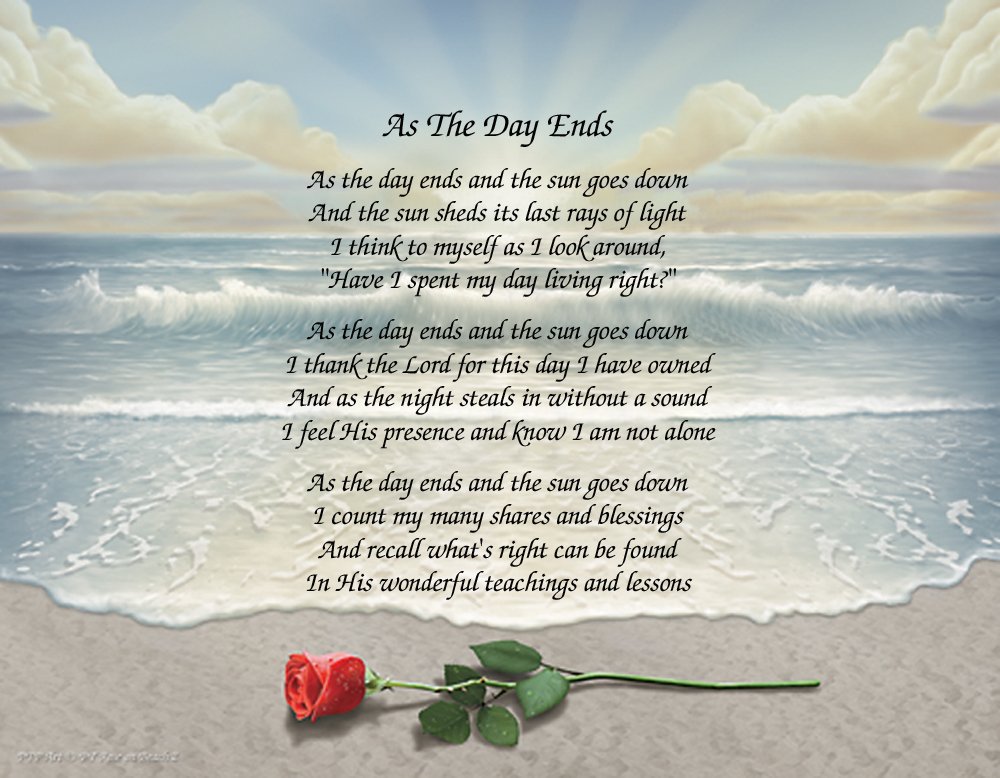 Personalized Poetry Gift 'As The Day Ends' - Romantic Beach Sunset Rose Art Print - Perfect for Anniversaries, Weddings & Valentine's Day Gifts