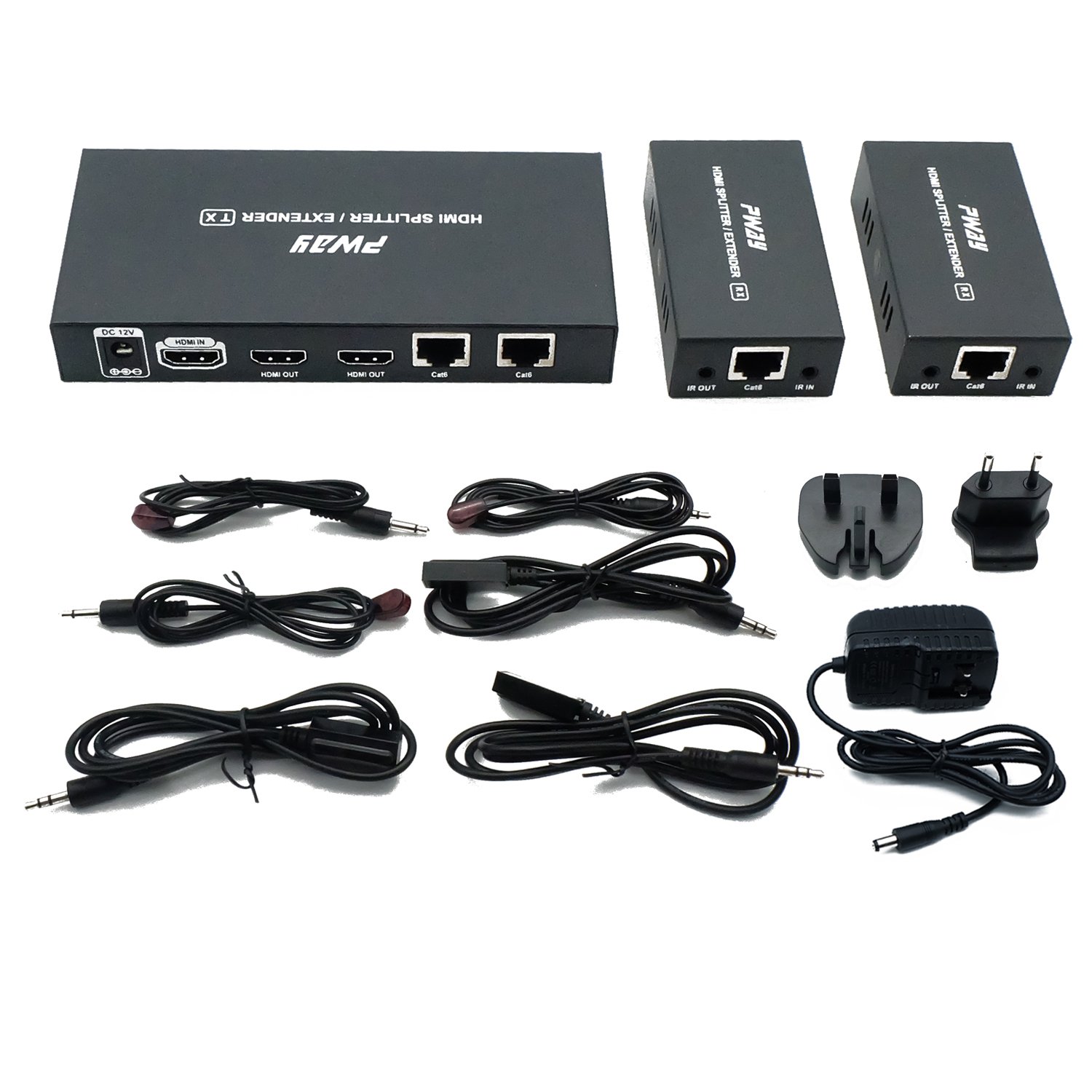 Premium 1x2 HDMI Splitter Extender Over Cat5e/Cat6 Cable - 1080P Full HD, IR Remote Control, Zero Delay up to 60m (196ft) - Perfect for Home Theater, Gaming & Conference Room Setup