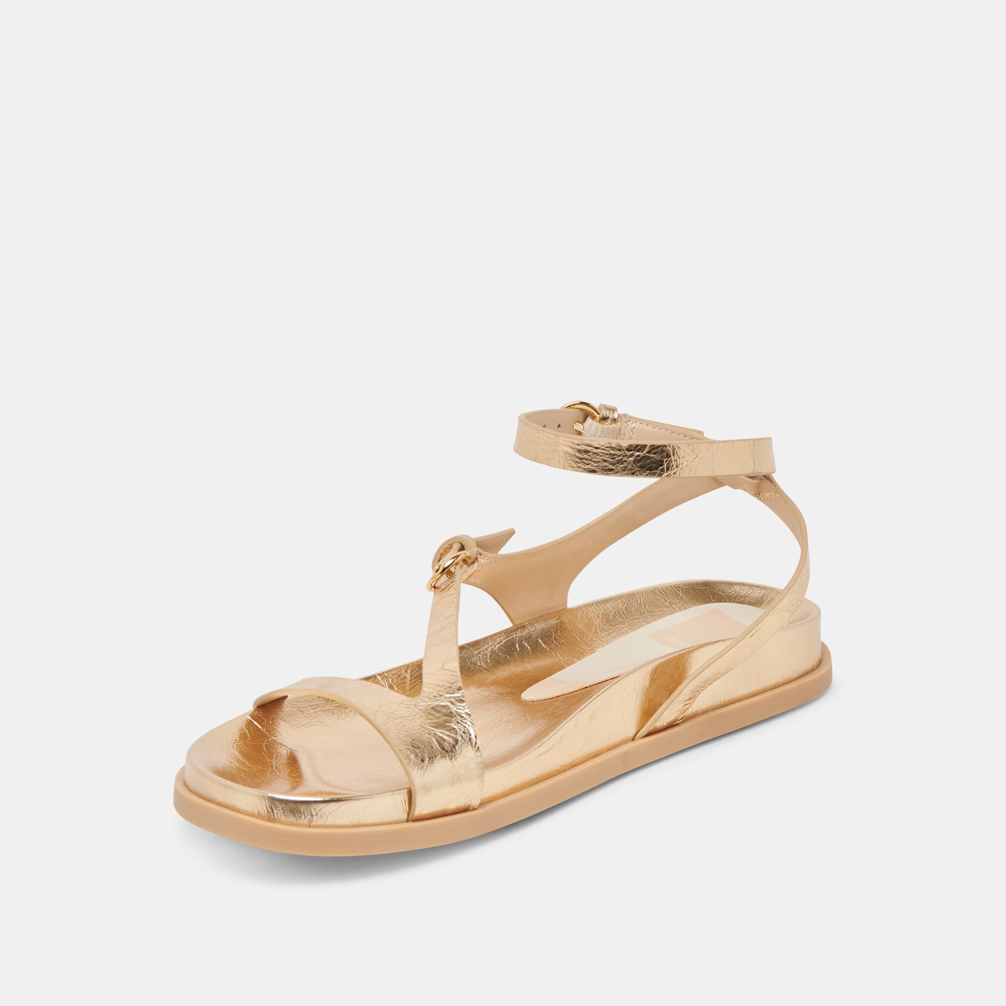 Darlis Women's Gold Distressed Leather Sandals - Comfortable & Stylish for Beach, Vacation, and Summer Outfits