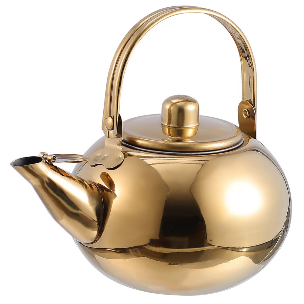 Premium Stainless Steel Tea Kettle with Removable Infuser - 1.5L Fast Boiling Stovetop Teapot for Loose Leaf Tea & Coffee - Golden 16cm Blooming Tea Pot - Perfect for Home, Office & Gift Giving