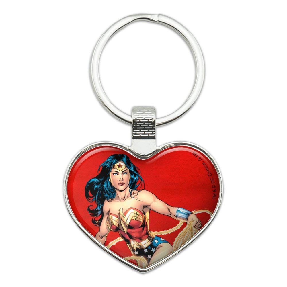 Wonder Woman Heart Love Metal Keychain - DC Comics Superhero Key Ring for Women & Men - Perfect for Gifts, Backpacks, and Car Keys