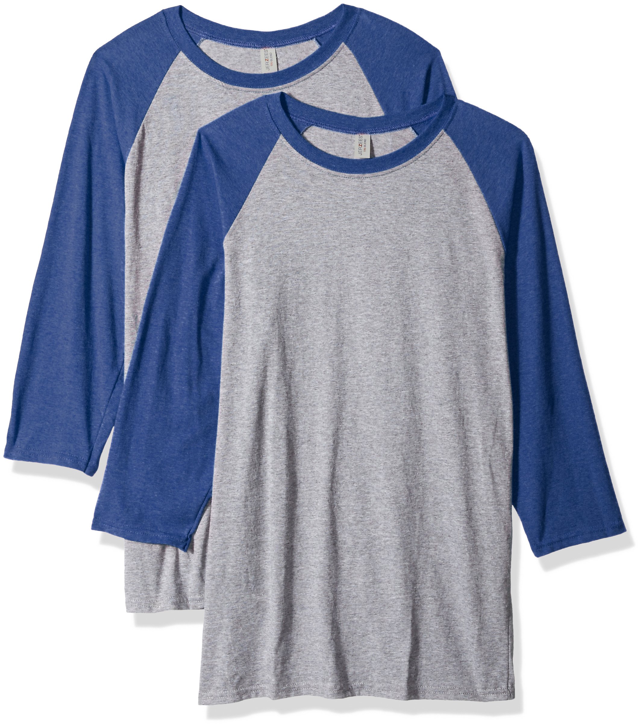 Jerzees Men's Tri-Blend Baseball Raglan T-Shirt 2-Pack - Soft Vintage Style Short Sleeve Tees for Casual Wear & Sports