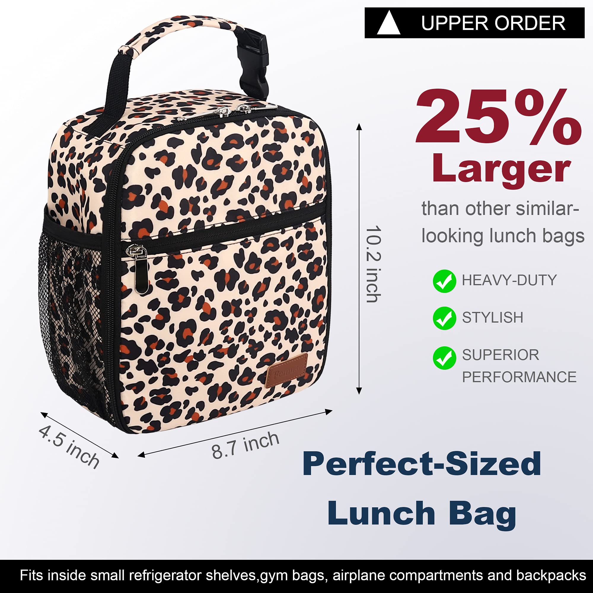 Insulated Lunch Box for Men & Women - Reusable Leopard Print Lunch Bag for Office, Work, Picnic & Travel | Portable Meal Container for Adults & Kids | Perfect for School, Gym & Outdoor Activities