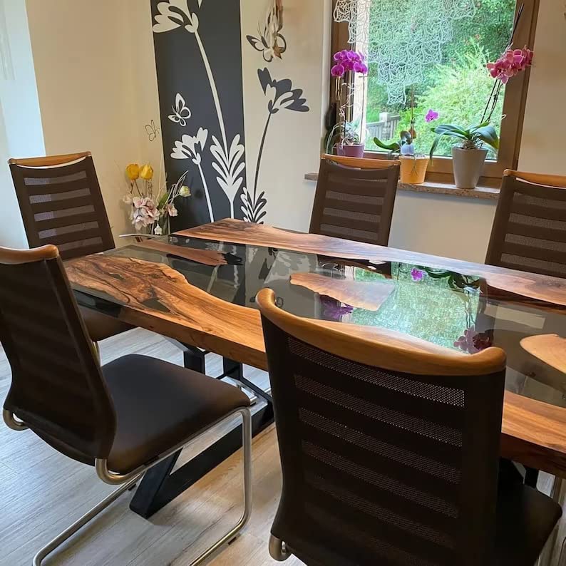 Custom Epoxy River Dining Table - 28.5
