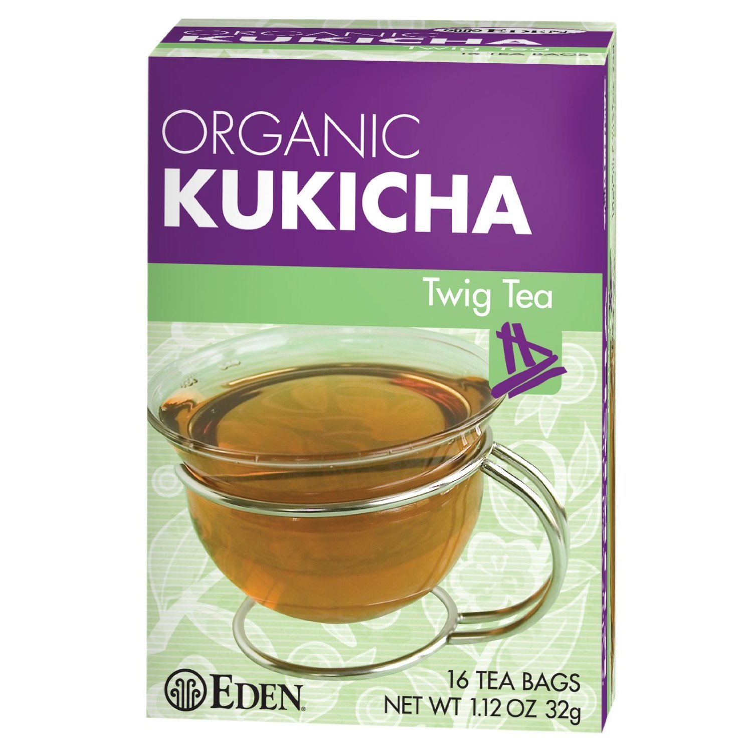 Eden Foods Organic Kukicha Twig Tea - 16 Tea Bags | Japanese Green Tea for Relaxation & Detox | Perfect for Morning Boost & Evening Calm