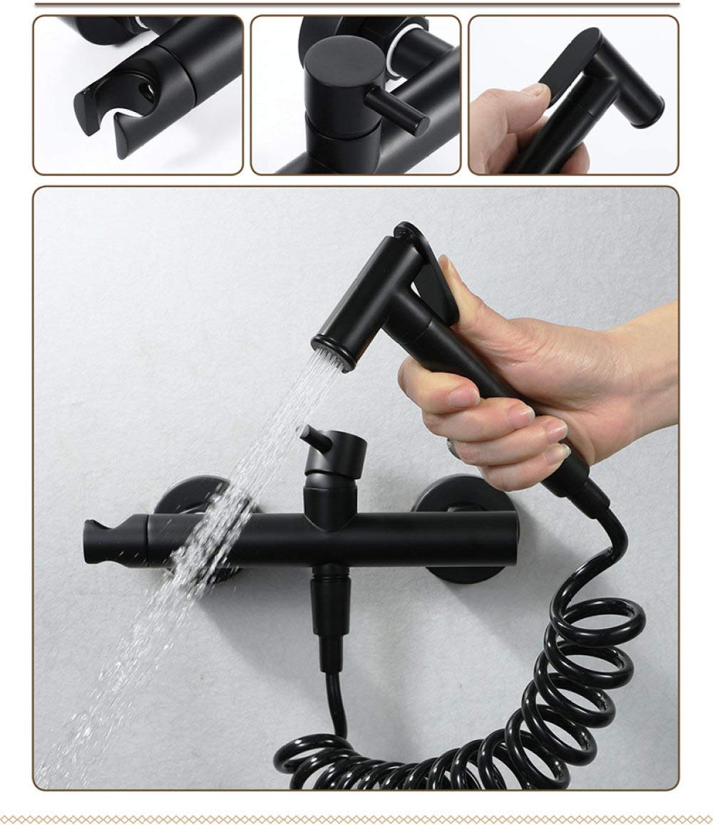 **Adjustable Pressure Handheld Toilet Sprayer - Wall Mounted Black Faucet Sprayer for Diaper Cleaning, Cloth Washing & Bathroom Use**