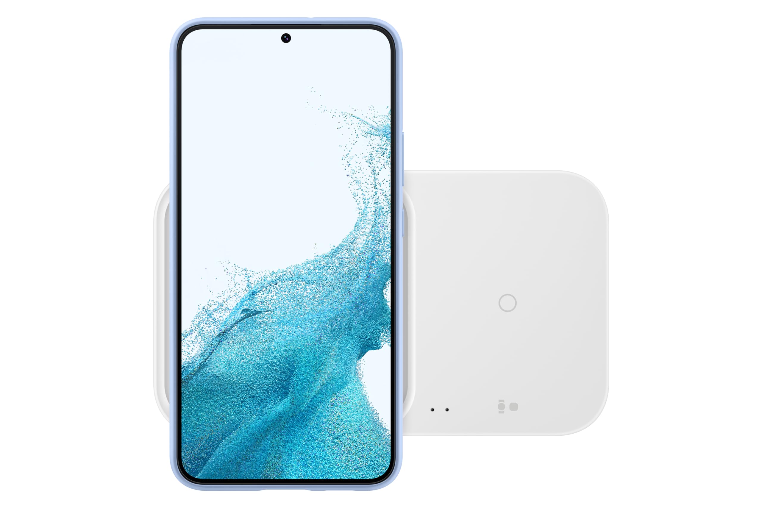 Samsung Official 15W Fast Wireless Charger Duo Pad (2022 Model) - Dual Phone & Watch Charging Stand with Travel Adapter - White | Perfect for Home, Office & Travel Use