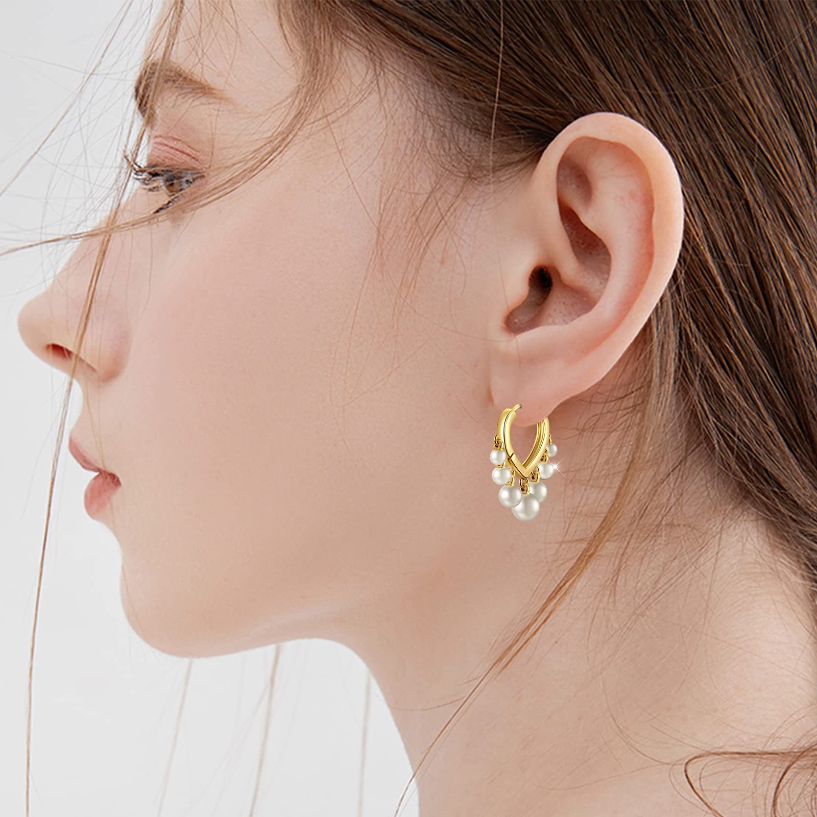 14K Gold Plated Beaded Dangle Earrings for Women - Elegant Sterling Silver Statement Jewelry for Party, Wedding & Everyday Wear