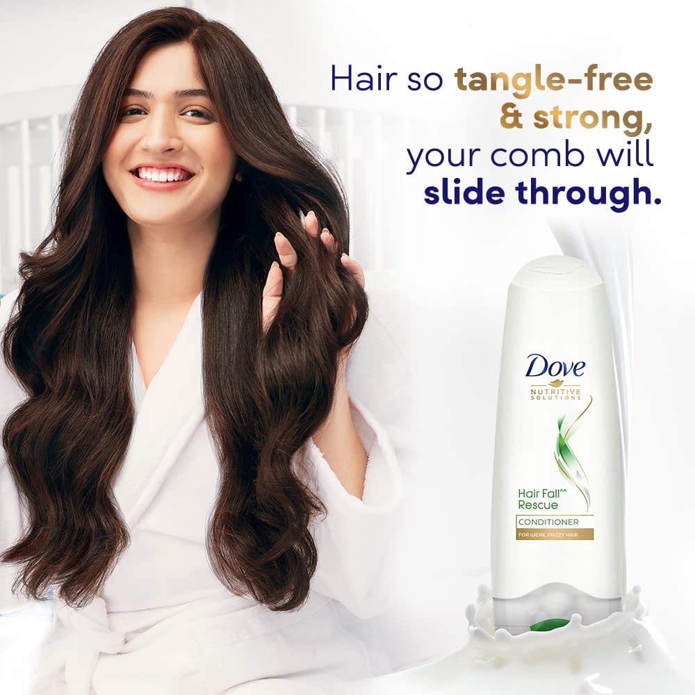 Dove Hair Fall Rescue Conditioner with Sunflower Oil & Moisture Lock Technology - 80ml for Hair Loss Control & Silky Smooth Hair - Daily Hair Care & Damaged Hair Repair - Ideal for Dry, Frizzy Hair & Post-Wash Nourishment