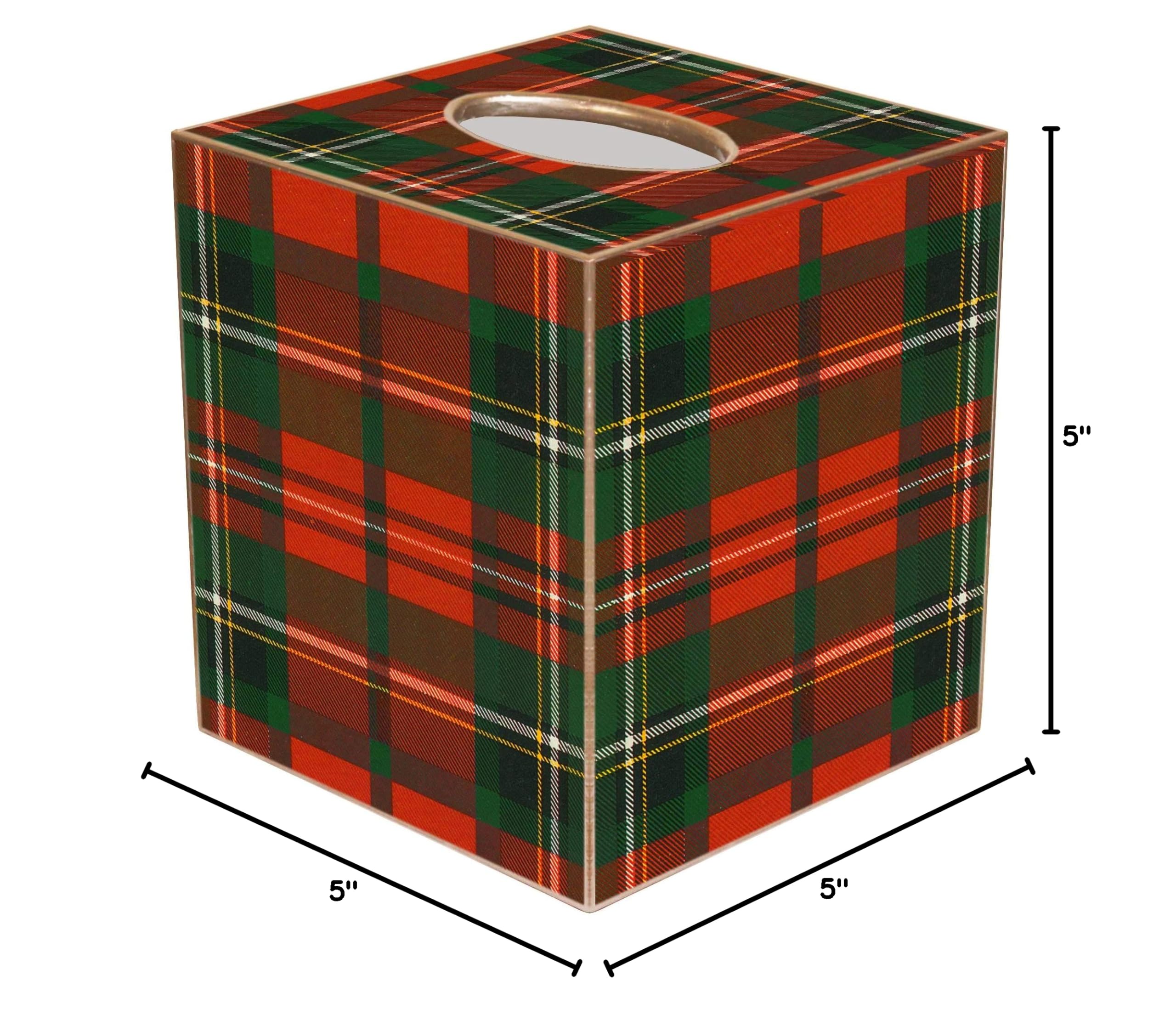 Marye-Kelley Christmas Plaid Tissue Box Cover - Holiday Decorative Tissue Box Holder for Home, Office, Party Decor (TB1243) - Perfect for Christmas, Winter, and Festive Season Decorations