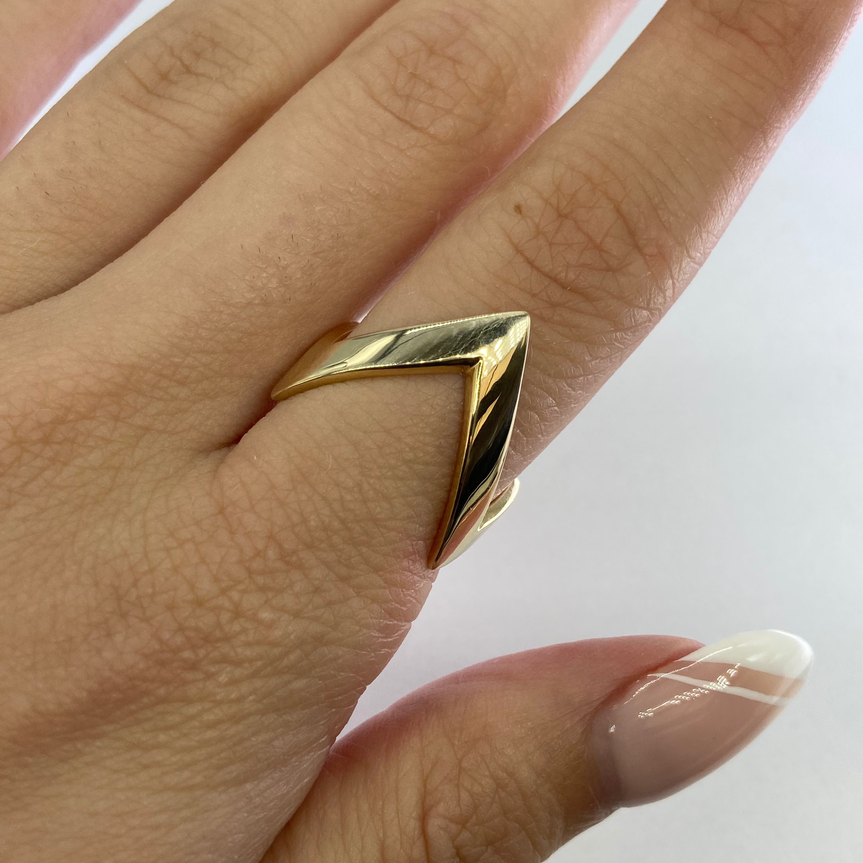 100 Ways Yellow Gold V Ring - Size 7 | Elegant Stackable Ring for Women | Perfect for Everyday Wear, Date Nights & Special Occasions