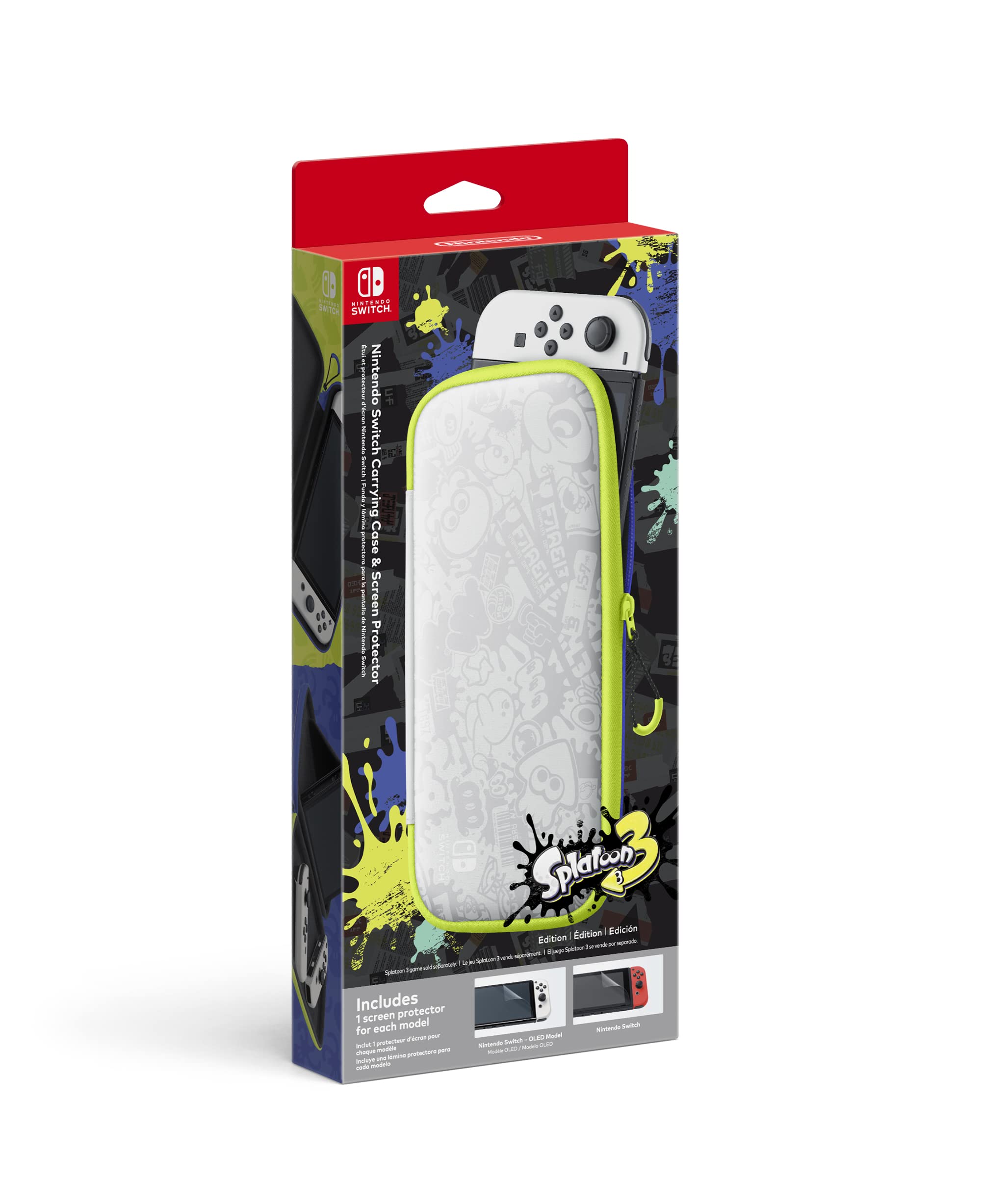 Splatoon 3 Edition Nintendo Switch Carrying Case with Screen Protector - Durable Travel Case for Nintendo Switch Console & Accessories - Perfect for Gaming On The Go, Travel Protection, and Gift Giving