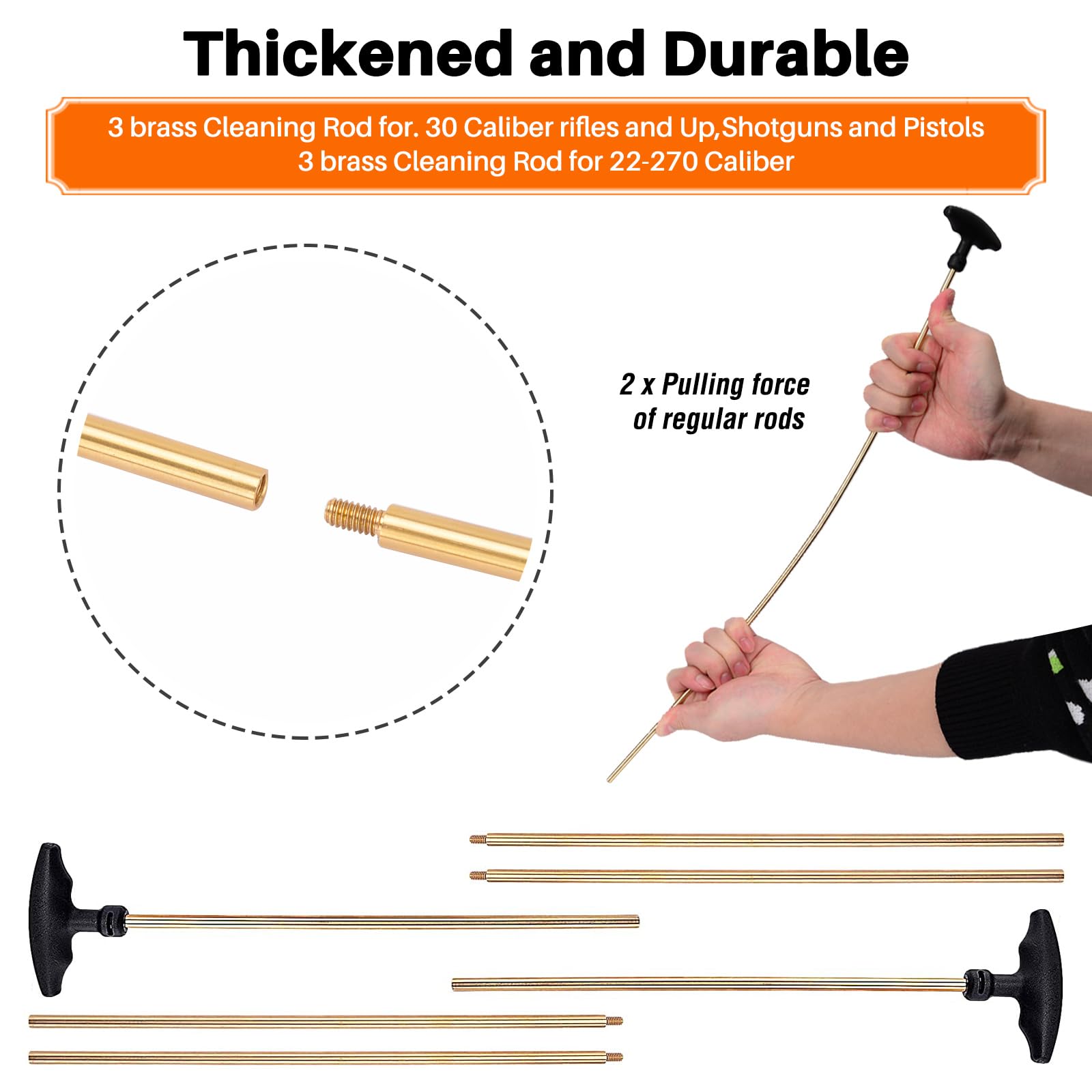 BOOSTEADY Pro Universal Gun Cleaning Kit - High-End Brass Brushes, Mops, Jags & Reinforced Rods for Handguns, Shotguns & All Firearms | Perfect for Home Maintenance, Hunting & Range Shooting
