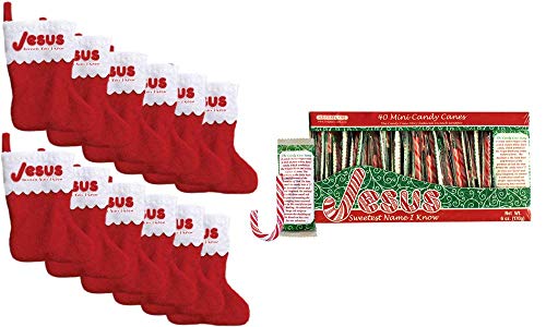 40 Count Mini Candy Canes & 36 Count Mini Stockings - Scripture Candy for Christmas Gifts, Party Favors & Holiday Decorations