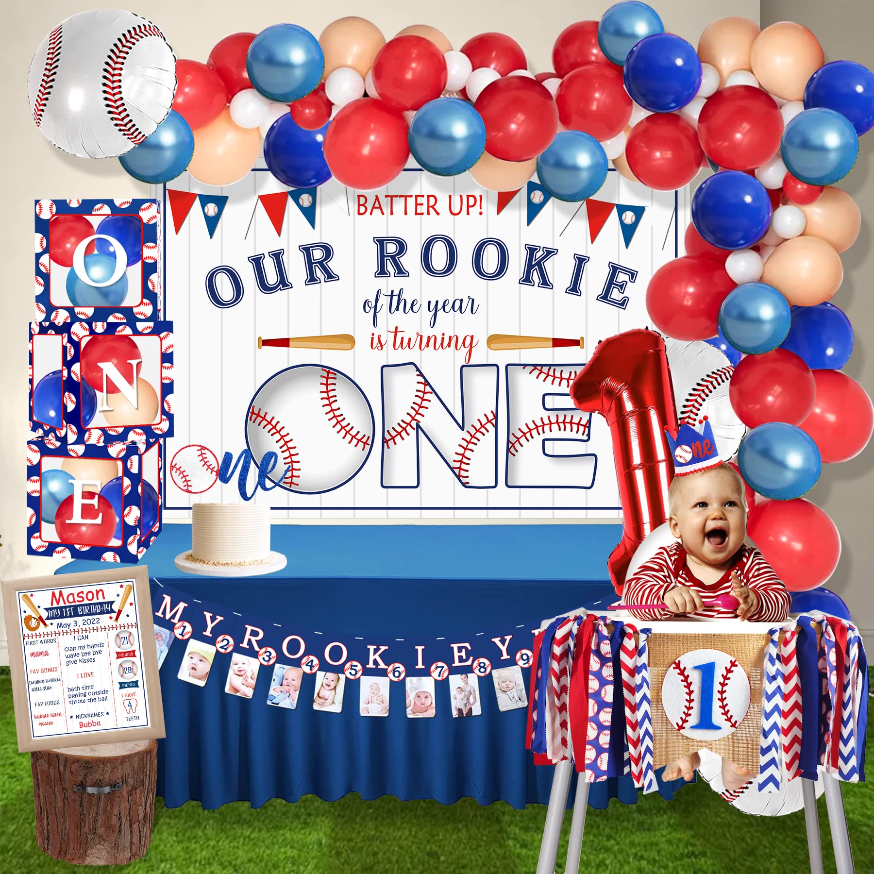 Rookie of The Year 1st Birthday Party Decorations for Boys - Baseball Theme 1st Birthday Supplies - Perfect for Baby Boy's First Birthday Celebration & Baseball Themed Parties