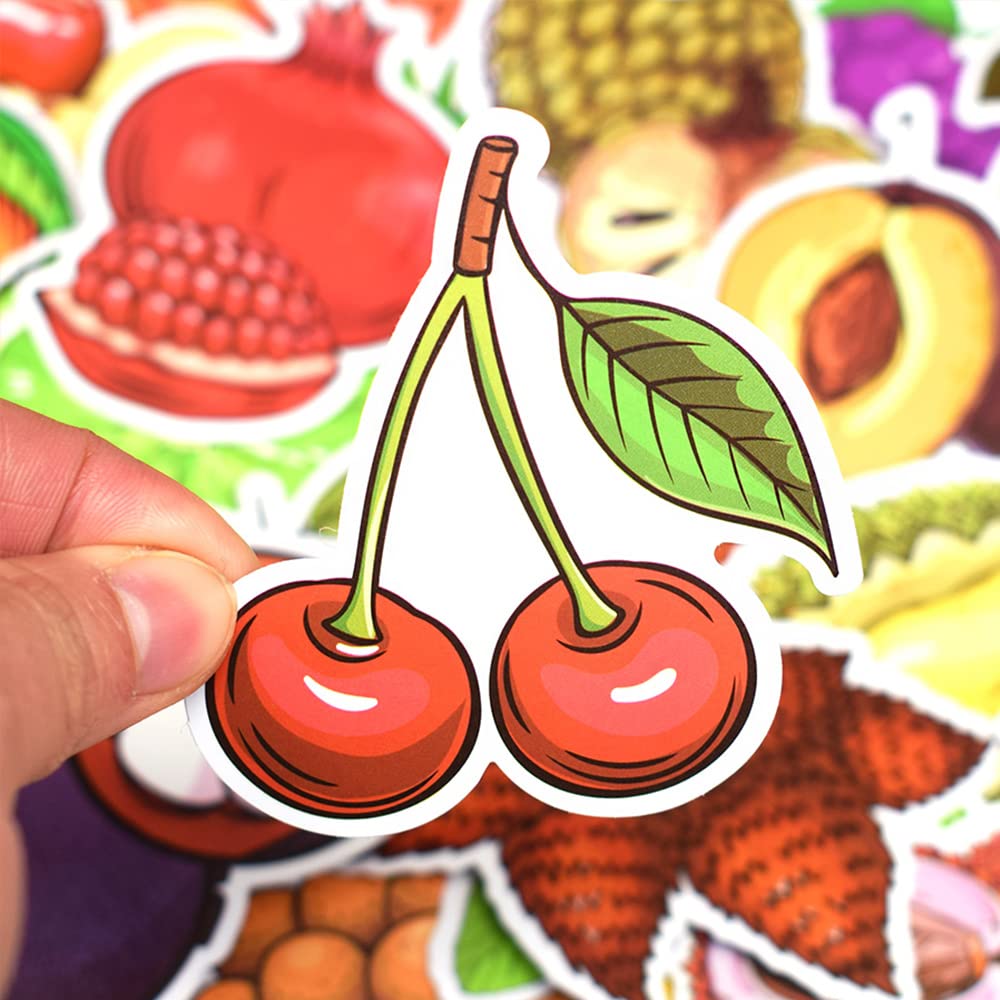QTL Waterproof Fruit & Vegetable Stickers for Kids - 50Pcs Cute DIY Scrapbooking Decals for Water Bottles, Laptops, Notebooks & School Supplies - Fun Stickers for Arts & Crafts, Journals & Home Decor