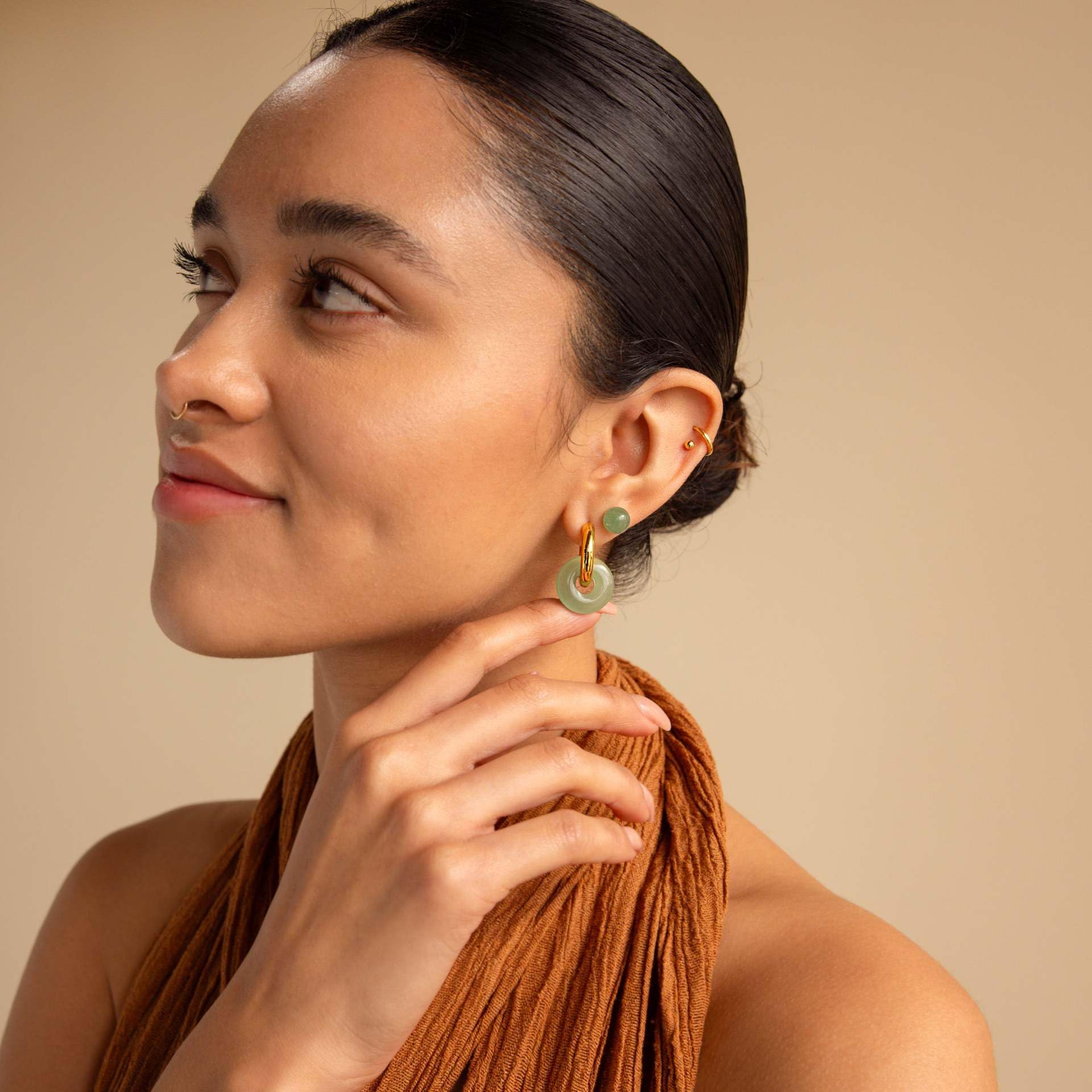 Handmade Green Jade Stud Earrings for Women - 18k Gold & Sterling Silver Post Earrings for Sensitive Ears - Hypoallergenic Jewelry Gift for Birthday & Anniversary (8mm Ball, Gold) - Perfect for Weddings, Parties & Everyday Elegant Wear