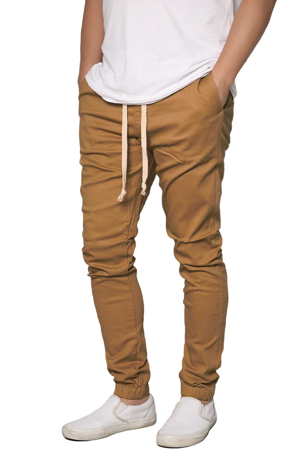 URBANJ Men's Twill Skinny Fit Jogger Pants - Slim Fit Casual Sweatpants for Men with Pockets | Perfect for Gym, Lounge & Streetwear Fashion