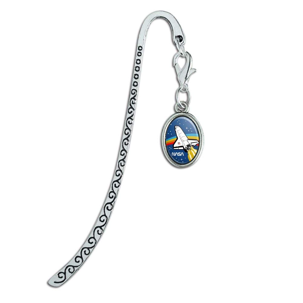 NASA Logo Space Shuttle Rainbow Metal Bookmark with Oval Charm - Perfect Gift for Astronaut Lovers & Book Enthusiasts