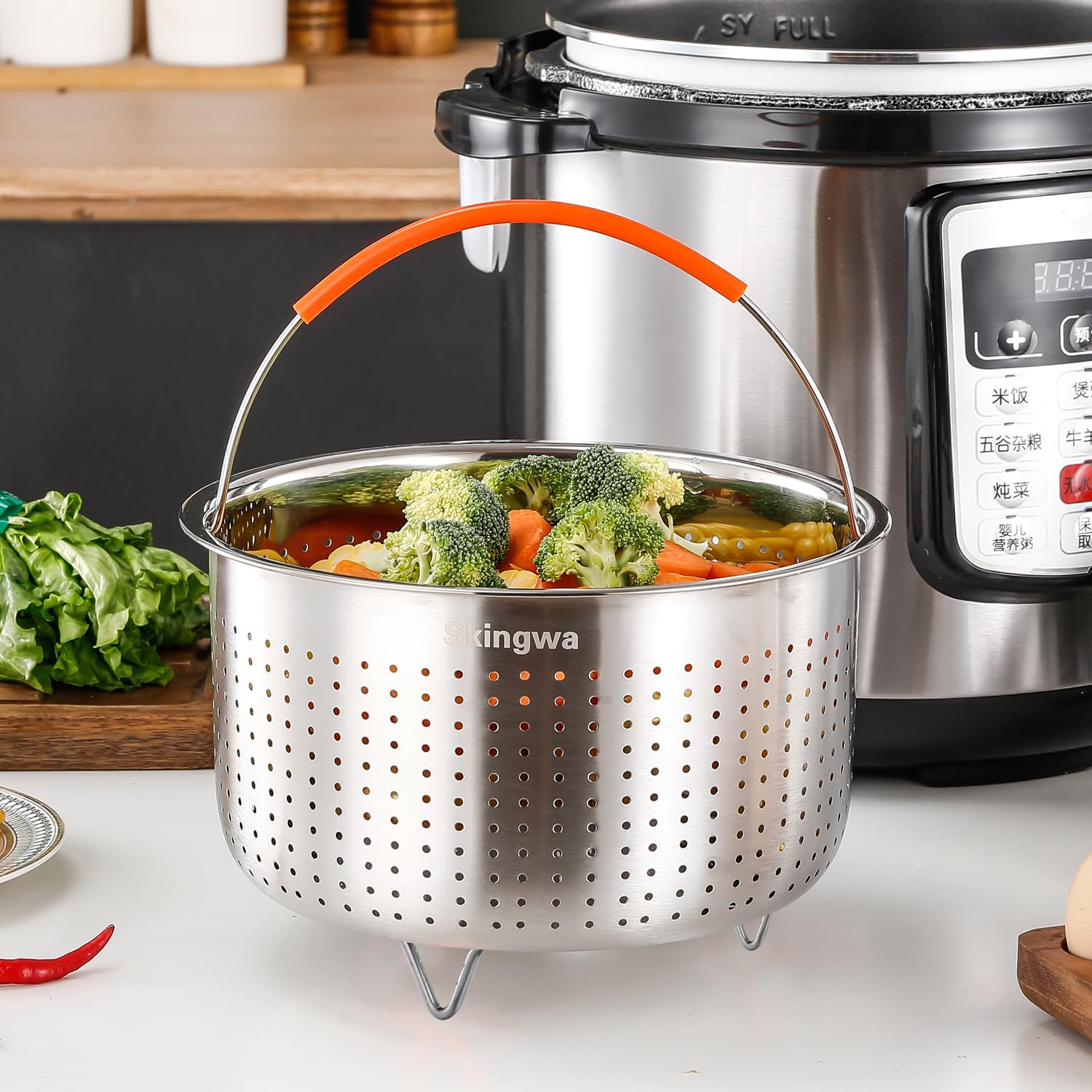 Stainless Steel Steamer Basket for Instant Pot 6qt - Vegetable Steamer Insert for Cooking Healthy Meals | Perfect for Steaming Veggies, Dumplings & Seafood