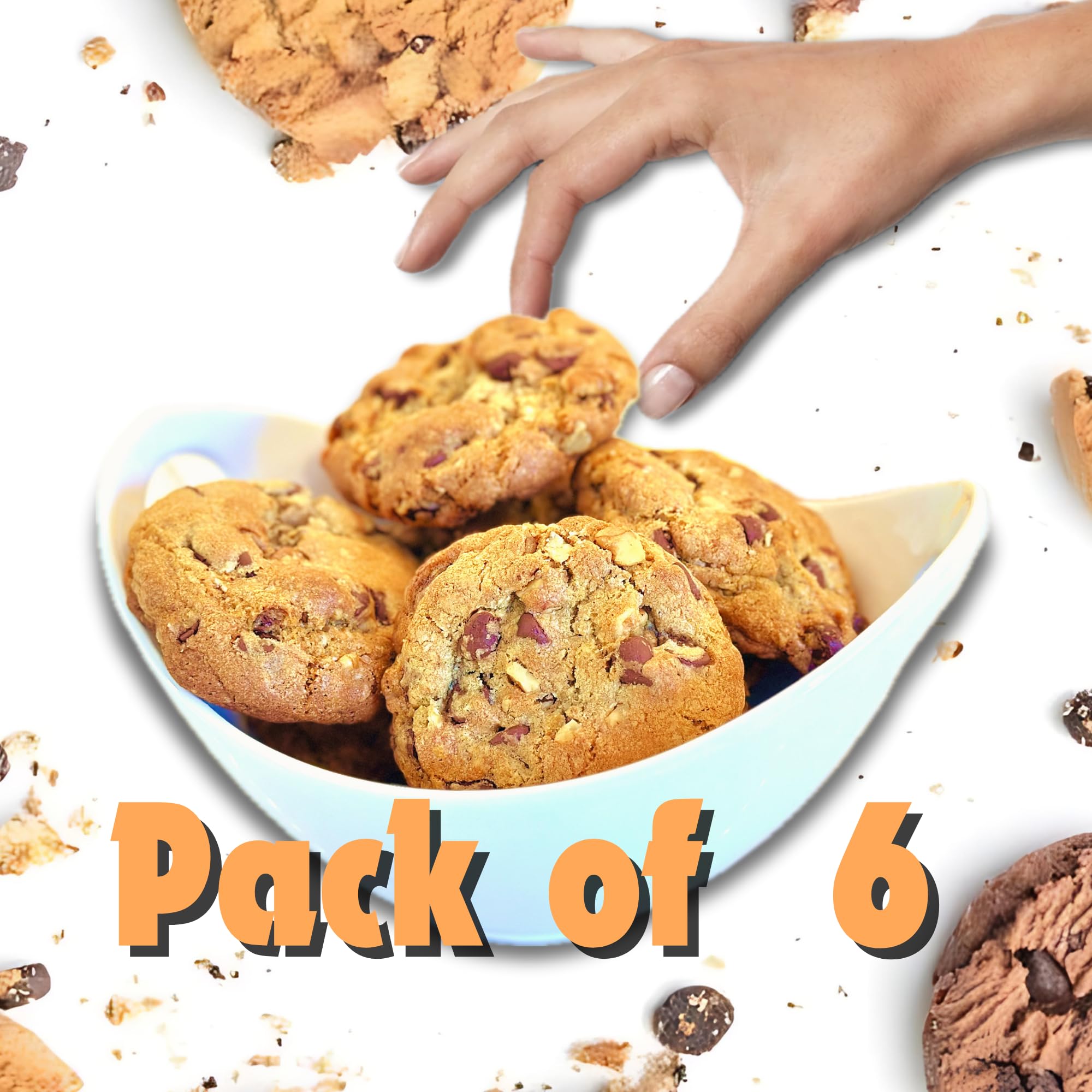 Fresh Baked Homestyle Chocolate Chip Oatmeal Walnut Cookies - 6 Pack Gourmet Soft & Chewy Cookies - Perfect for Snacks, Gifts & Special Occasions - Ideal for Office Treats, Birthday Parties & Holiday Dessert Trays