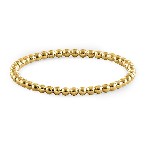 14K Solid Yellow Gold Thin Beaded Ring for Women - Dainty Minimalist Stackable Band for Everyday Wear, Gift Giving & Special Occasions