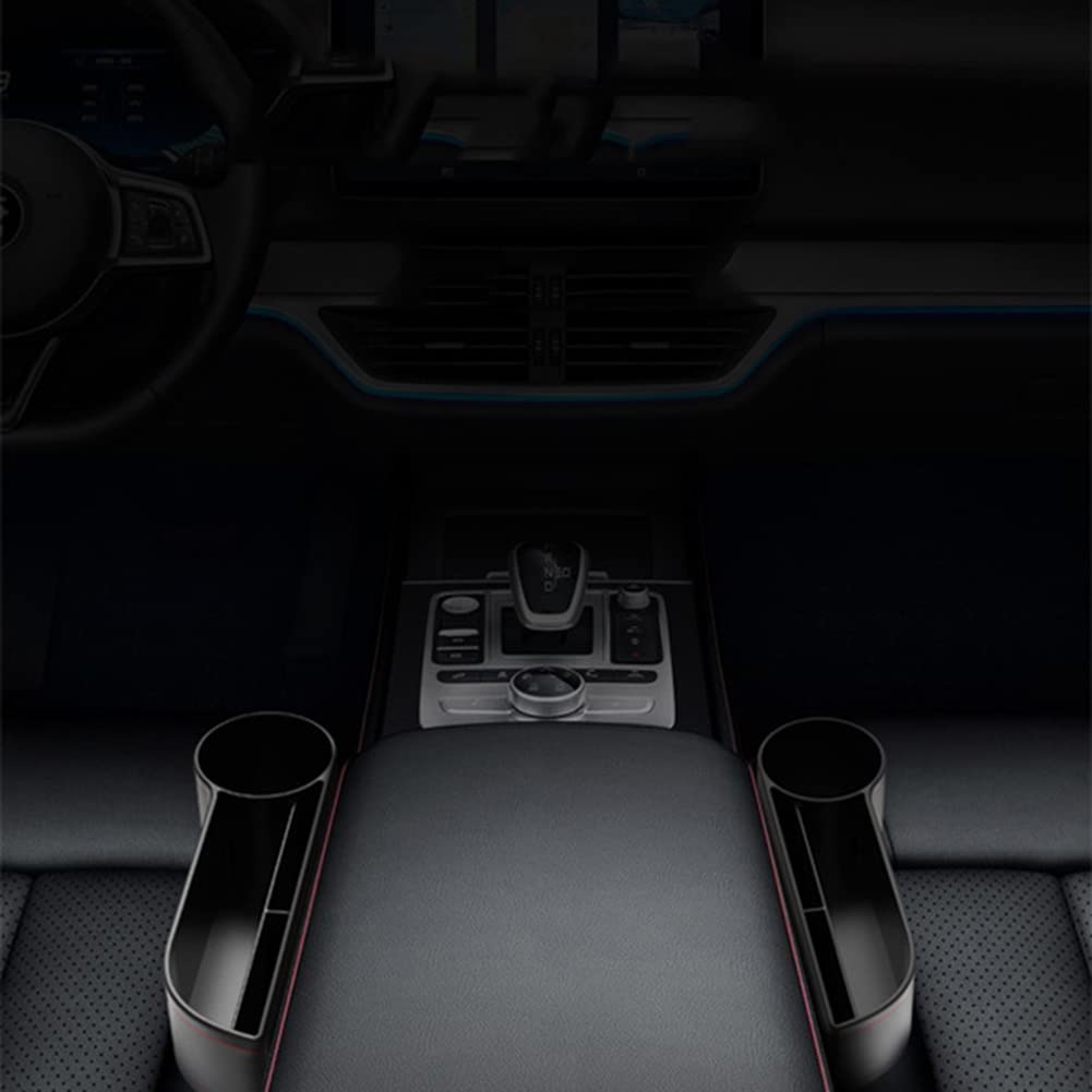 SEADEAR Car Seat Gap Organizer - Leather Storage Box with Cup Holder for Phone, Keys & Cards - Perfect for Cars & SUVs