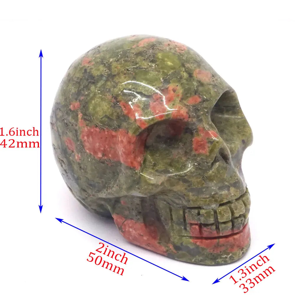 2 Pack Skull Statue Figurines - Natural Crystal Stone Sculpture for Chakra Healing, Meditation & Spiritual Decor | Halloween Home Decor, Gothic Gift for Men & Women | Perfect for Altars, Yoga Spaces & Witchy Aesthetic