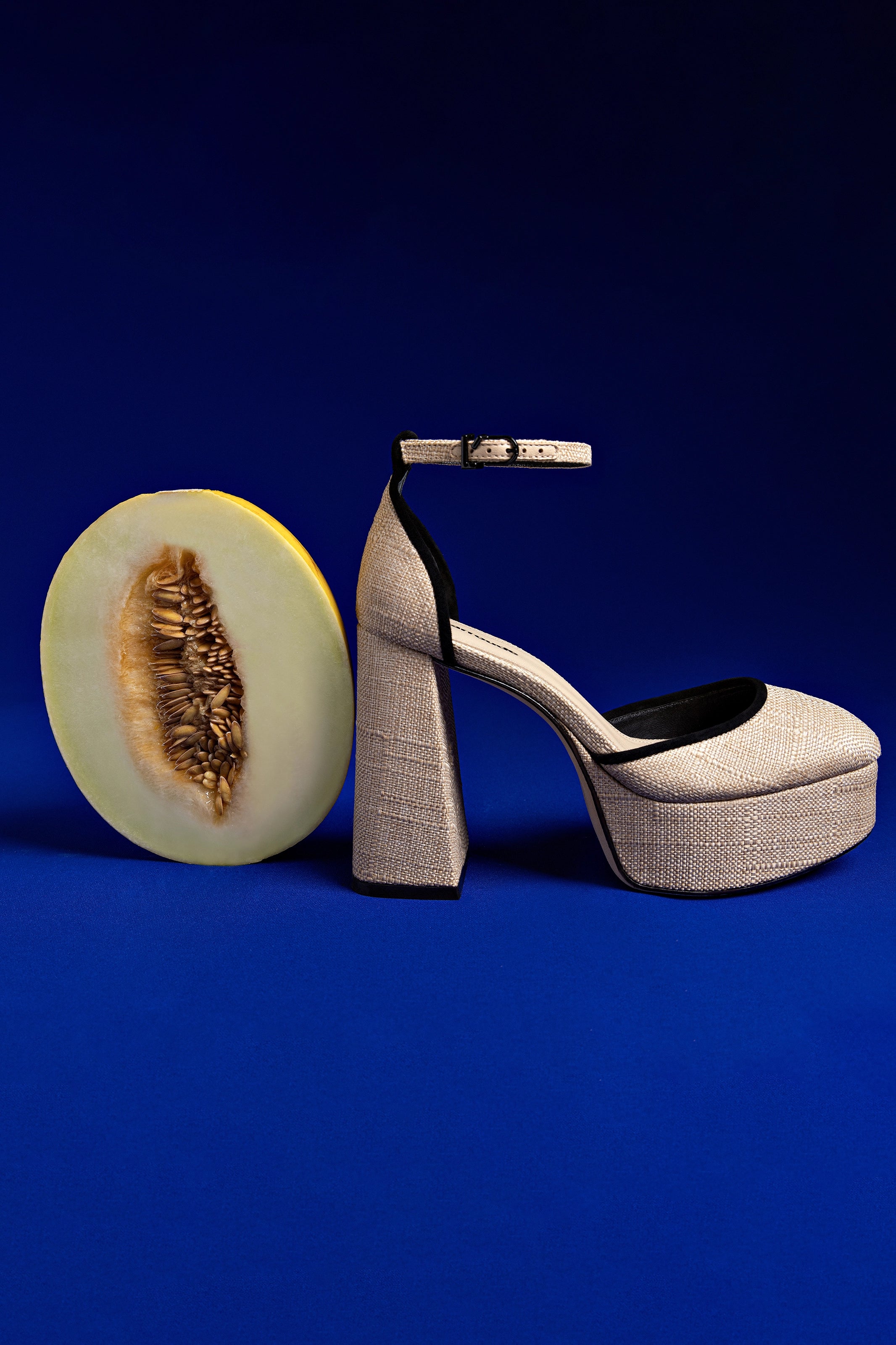 Ari Pump Women's Shoes in Beige Raffia with Black Leather Trimming - Comfortable Heels for Work, Weddings & Special Occasions