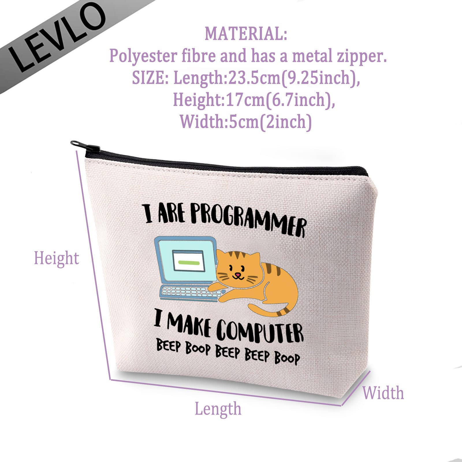 LEVLO Tech Code Programmers Gift Bag - Funny 'I Are Programmer' Design for Software Developers, Computer Engineers & Cat Lovers - Perfect for Office Use, Tech Conferences & Geeky Gift Giving