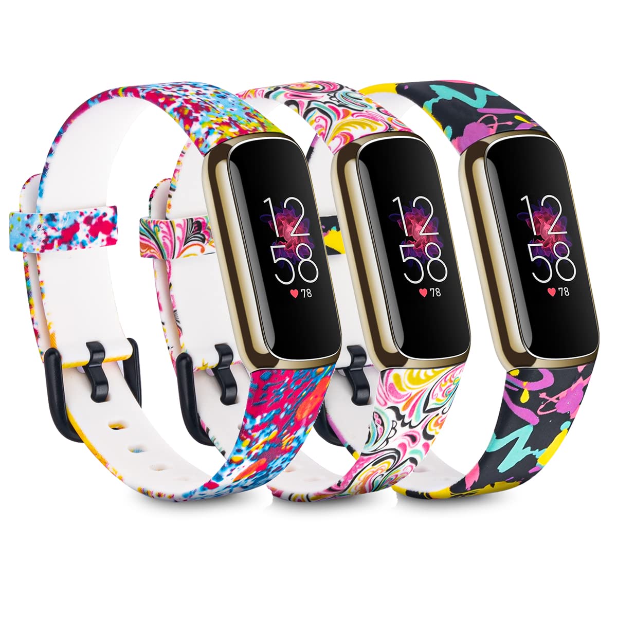 Premium 3-Pack Silicone Replacement Bands for Fitbit Luxe - Sport Wrist Strap with Metal Buckle for Men & Women (Large Size) - Perfect for Workouts, Running & Everyday Wear