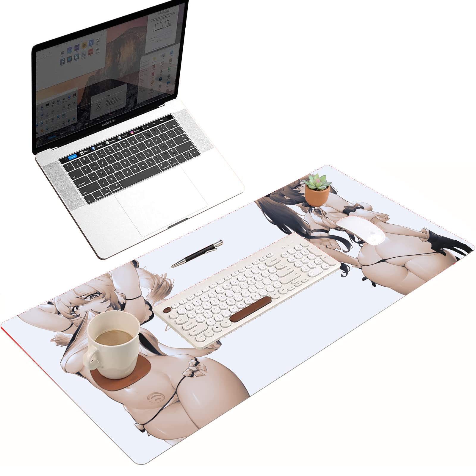 Anime Gaming Mouse Pad - Large Non-Slip XXL Desk Mat (27.55x12 Inch) for Computer, Keyboard & Laptop - Cute Anime Girl Design - Perfect for Gaming, Office & Home Workspace