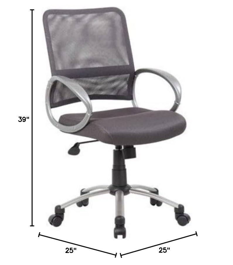 UrbanPro Contemporary Fabric Mesh Back Office Chair with Pewter Frame in Grey - Ergonomic Task Chair for Home & Office Workspaces
