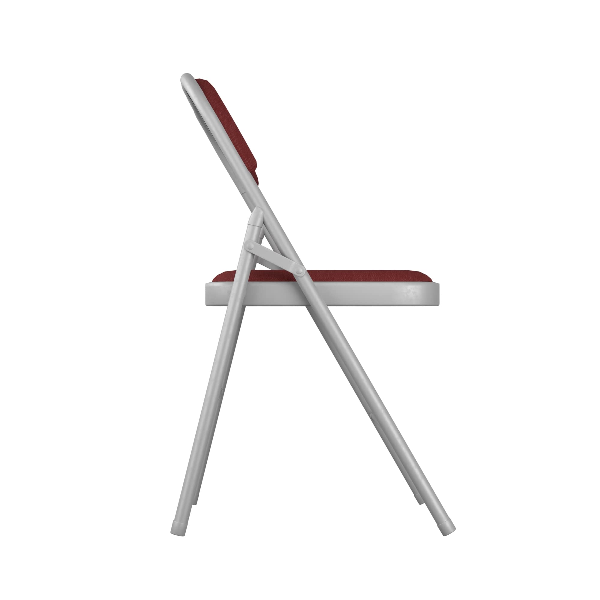 4 Pack Burgundy Fabric Folding Chairs with Padded Seat - Comfortable & Portable for Indoor/Outdoor Events, Parties, Camping, and Home Use