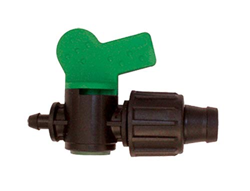 Premium 2-Port Drip Tape Fitting with Shutoff Valve - Brass Body, 1/4