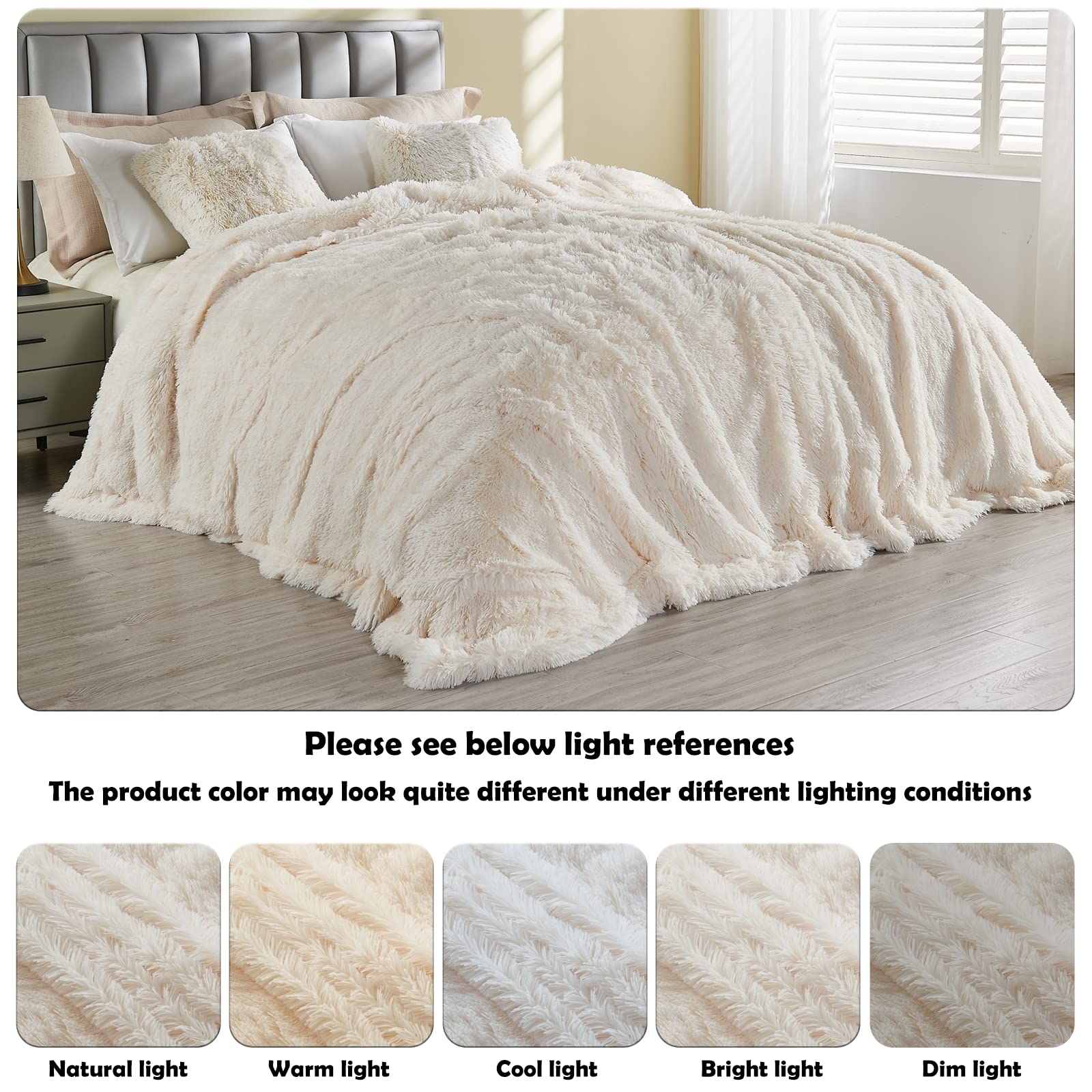 GONAAP Super Soft Faux Fur Throw Blanket - Ivory Plush Shaggy Blanket for Couch, Sofa & Bed (50x60 Inches) - Cozy Home Decor, Perfect for Living Room, Bedroom & Winter Snuggling