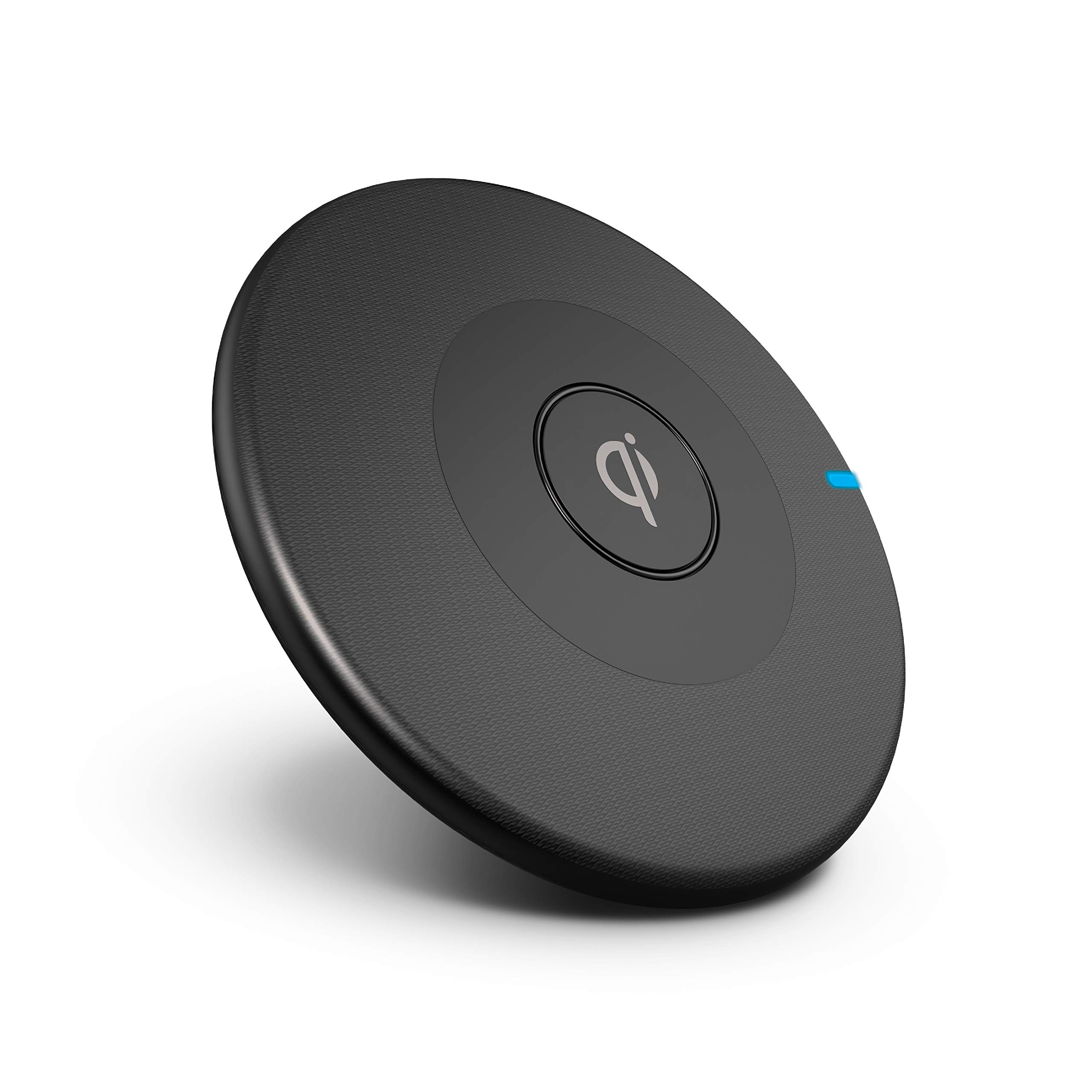 AT&T WCP01 5W Ultra Thin Wireless Charger - Qi Certified Fast Charging Pad for iPhone 15/14/13/12, Samsung Galaxy S23/S22/S21 - Perfect for Bedside, Office & Car Use
