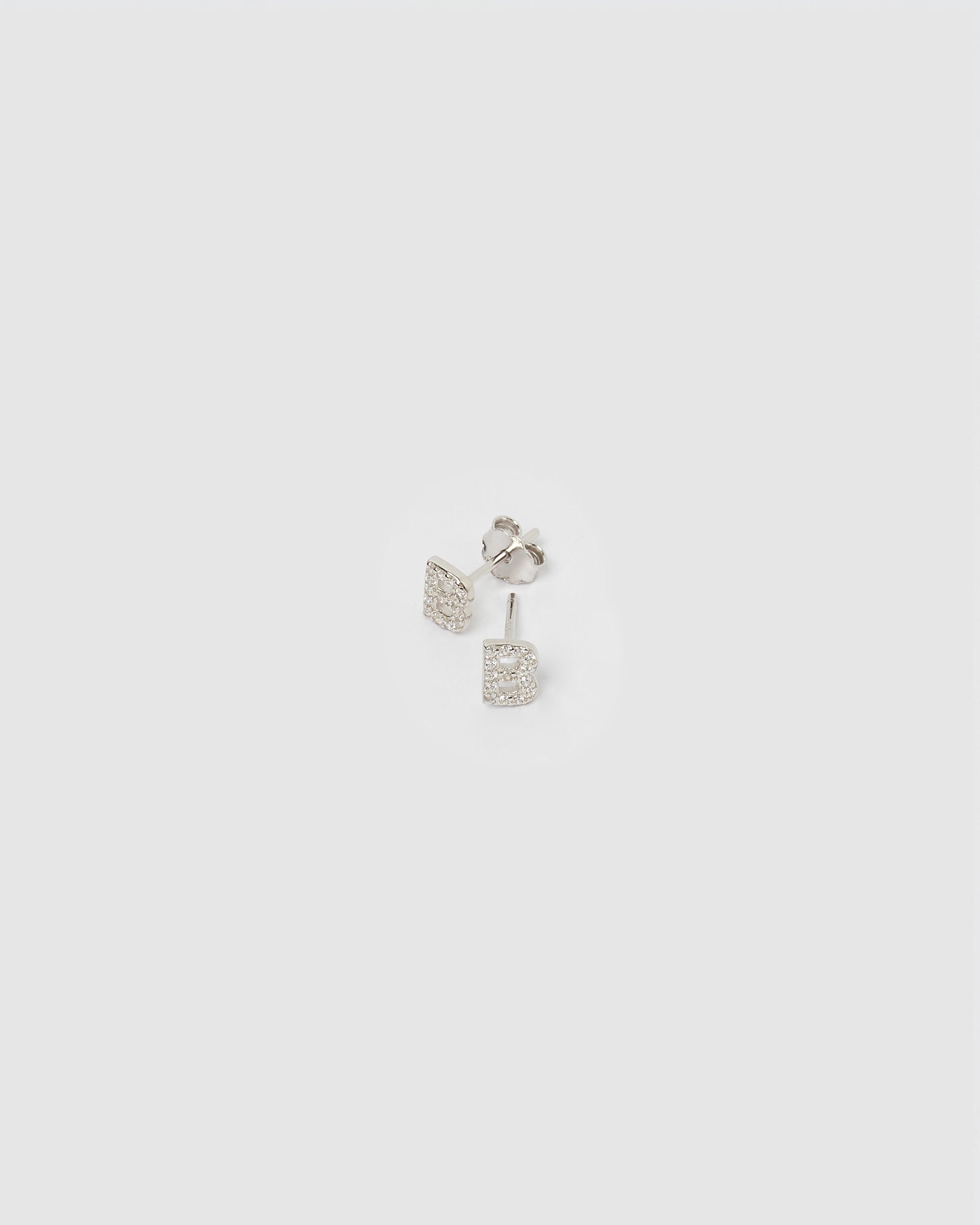 Izoa Silver Alphabet Mini Letter B Stud Earrings - Cute Initial Jewelry for Women, Girls, Perfect Gift for Birthdays, Christmas & Everyday Wear