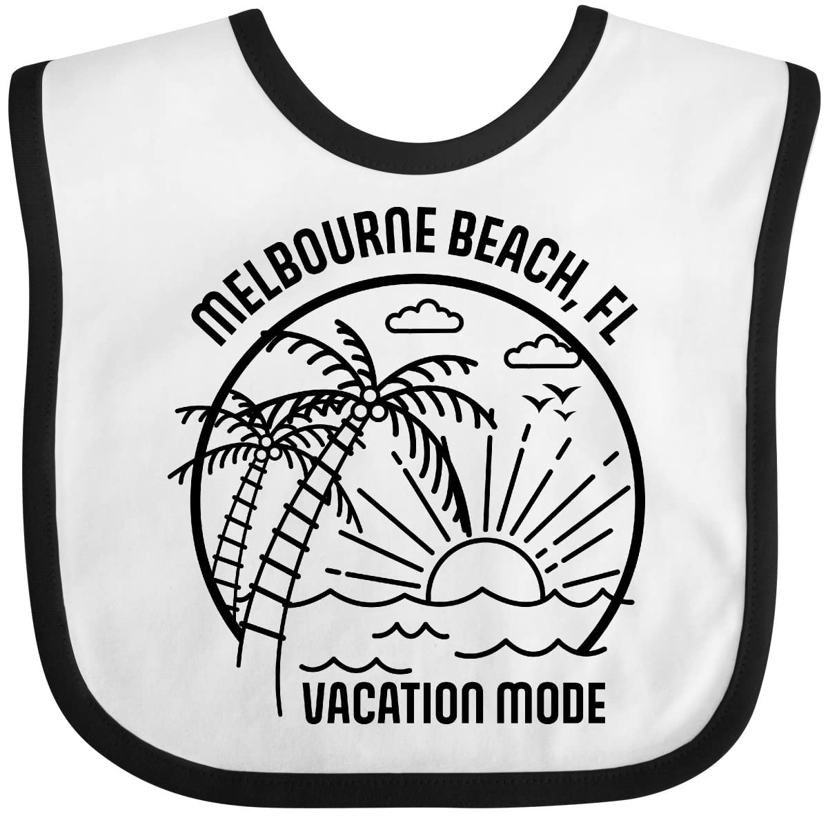 Inktastic Summer Vacation Mode Melbourne Beach Florida Baby Bib - Soft Cotton Drool Bib for Infants, Perfect for Beach Trips, Travel, and Everyday Use