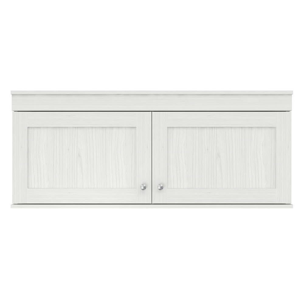 Shaker Style Wall Mounted 2-Door Buffet Cabinet - Kitchen & Dining Room Storage with Brushed Metal Knobs, Easy Assembly, Washed Oak Finish | Perfect for Small Space Organization & Home Decor